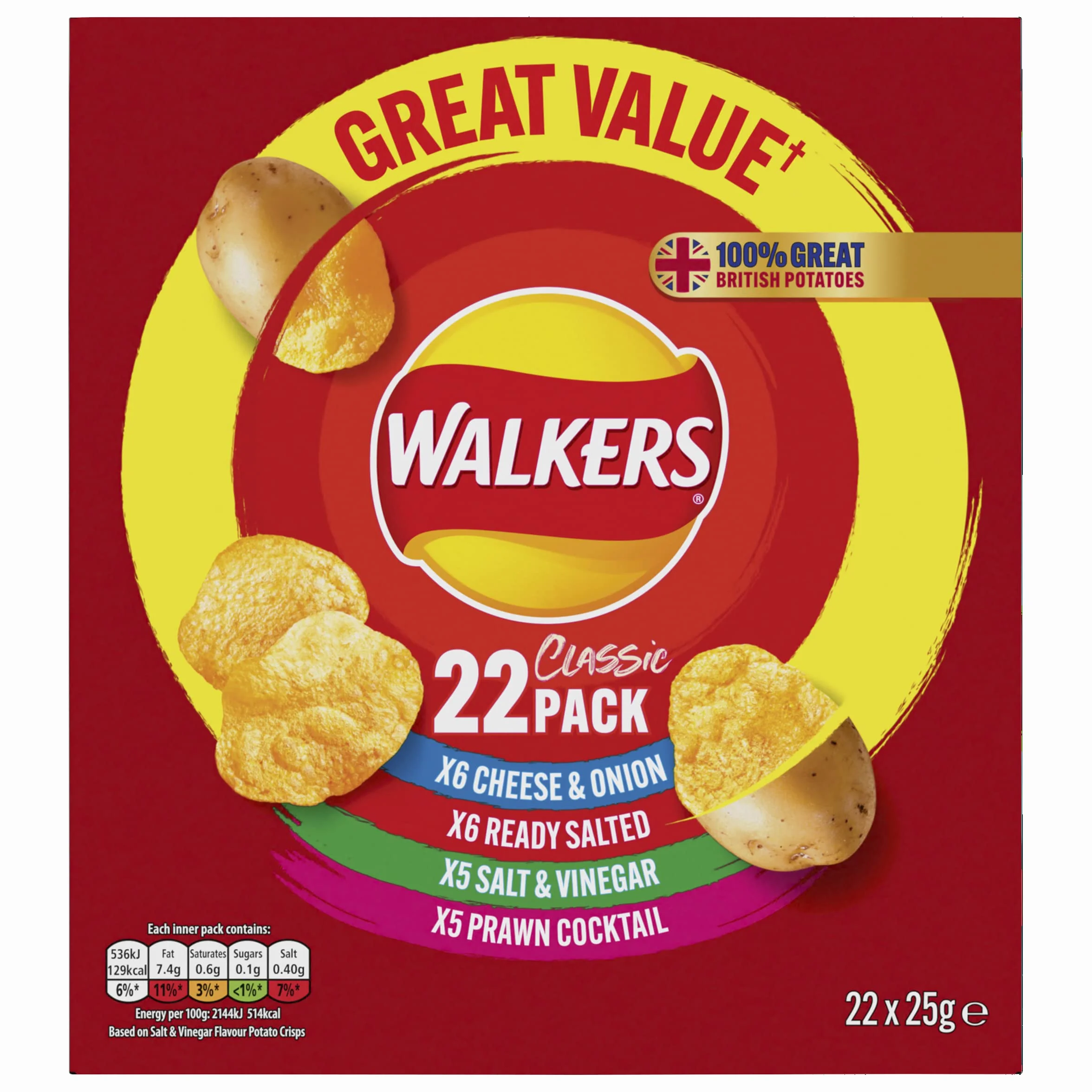 Walkers Klasyczne pudełko na chipsy 22 x 25 g