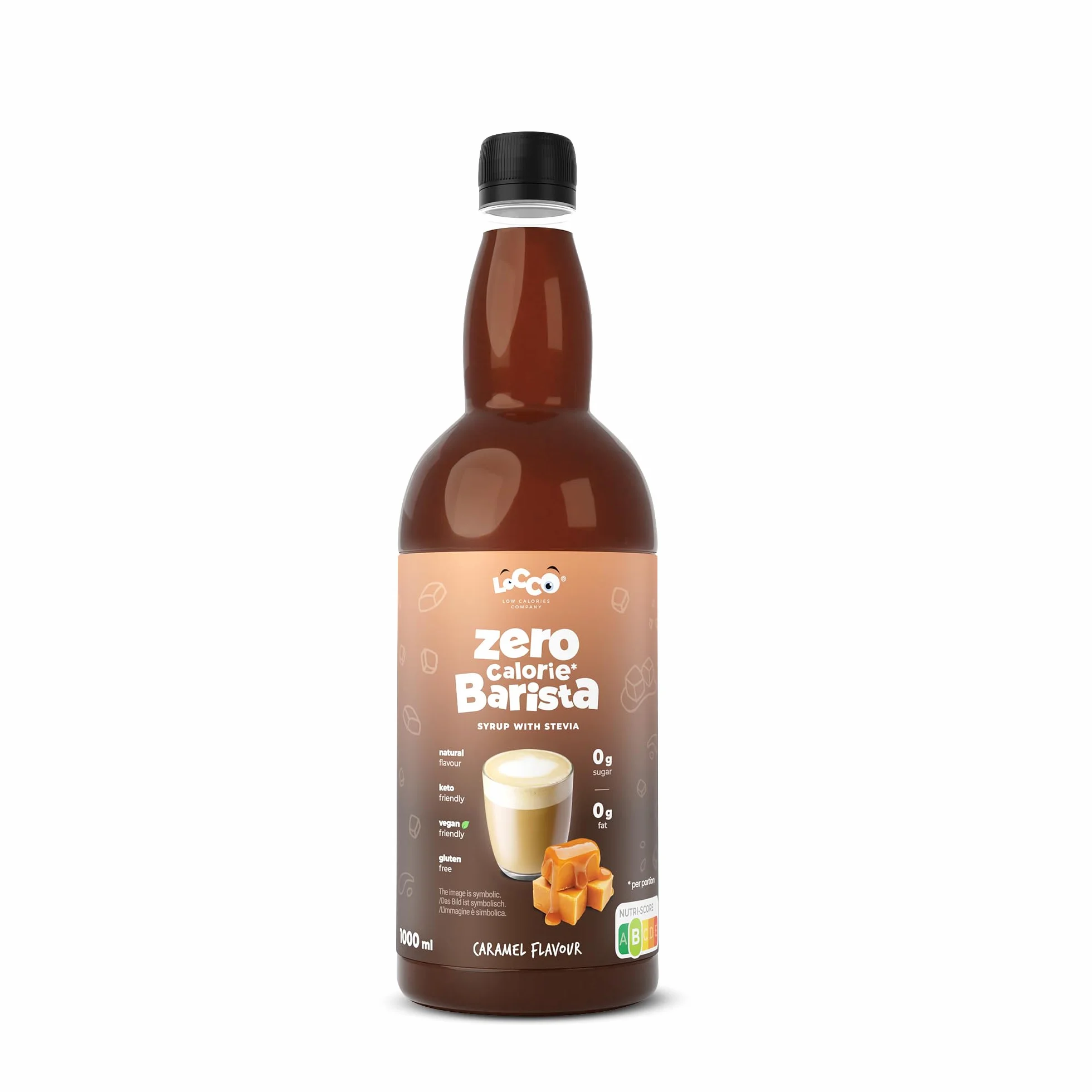 LoCCo Syrop Barista do Kawy ze Stewią Karmelowy 1L Zero Kalorii Bez Cukru Keto