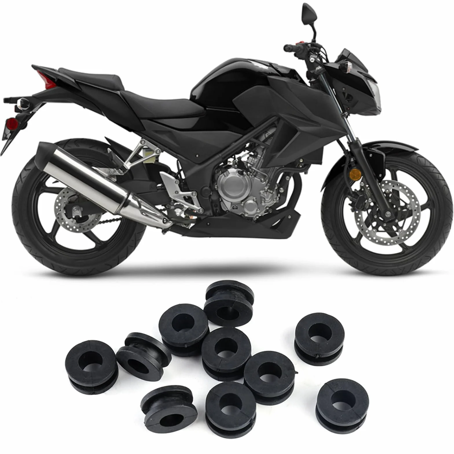 Gumowe Podkładki Motocyklowe 10 Sztuk Przelotki Tuleje Zbiornika Gazu Uszczelki ABS Czarne