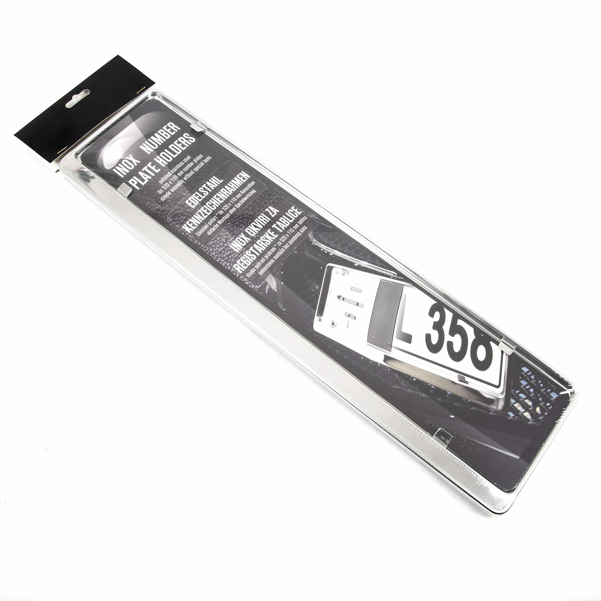 AROBA 2 x uchwyt tablicy rejestracyjnej premium, 100% polerowana stal nierdzewna, produkt przeznaczony na rynek austriacki i słoweński (wymiary 520 mm x 120 mm), ramka ze stali nierdzewnej INOX, V2A