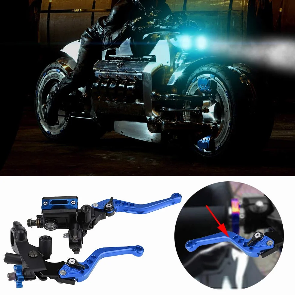 Dźwignia hamulca motocyklowego, uniwersalny motocykl 1 para 7/8" (22 mm) hamulec kierownicy ATV główny cylinder sprzęgła dźwignie zbiornika (niebieski)