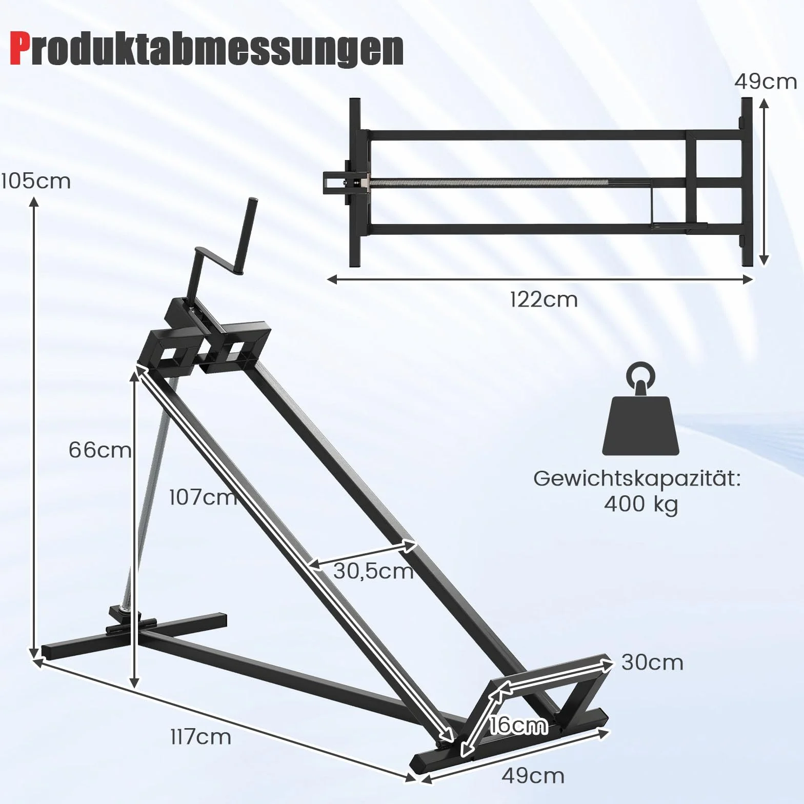 COSTWAY Podnośnik do traktora trawnikowego, do 400 kg, bezstopniowa regulacja 45°, składany, metalowy, pomoc w czyszczeniu kosiarki, motocykla