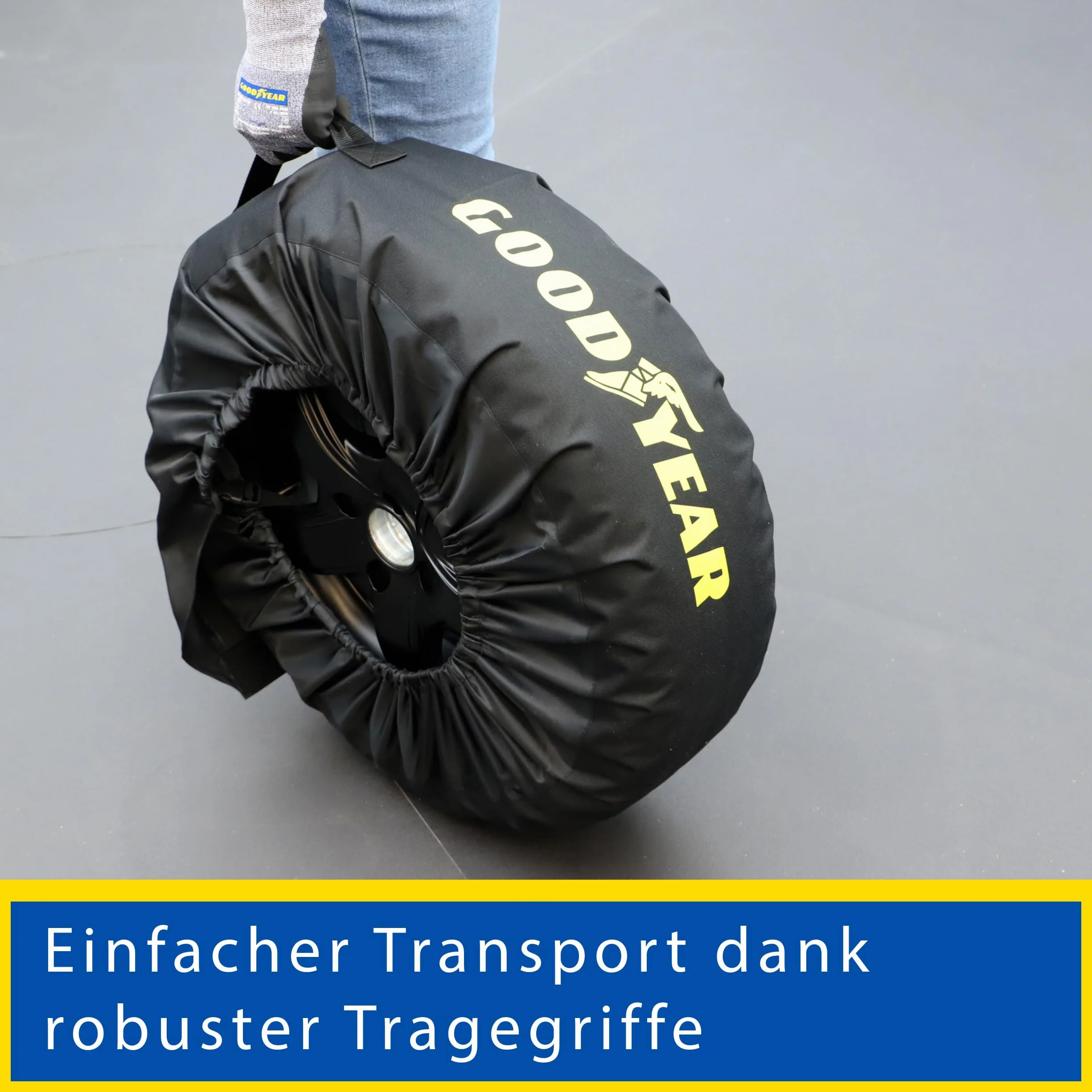 GOODYEAR Torby na opony z poliestru 600D do transportu, przechowywania opon, ochrona przed promieniowaniem UV, odporne na działanie wody, czarne, zestaw 4-częściowy