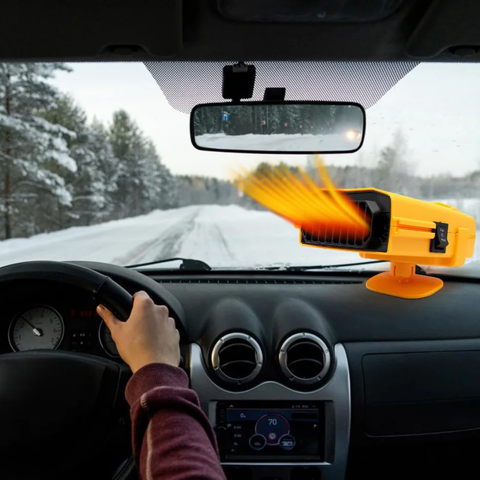 Przenośny grzejnik samochodowy 12V 150W 2 w 1 odmrażacz obracany 360°