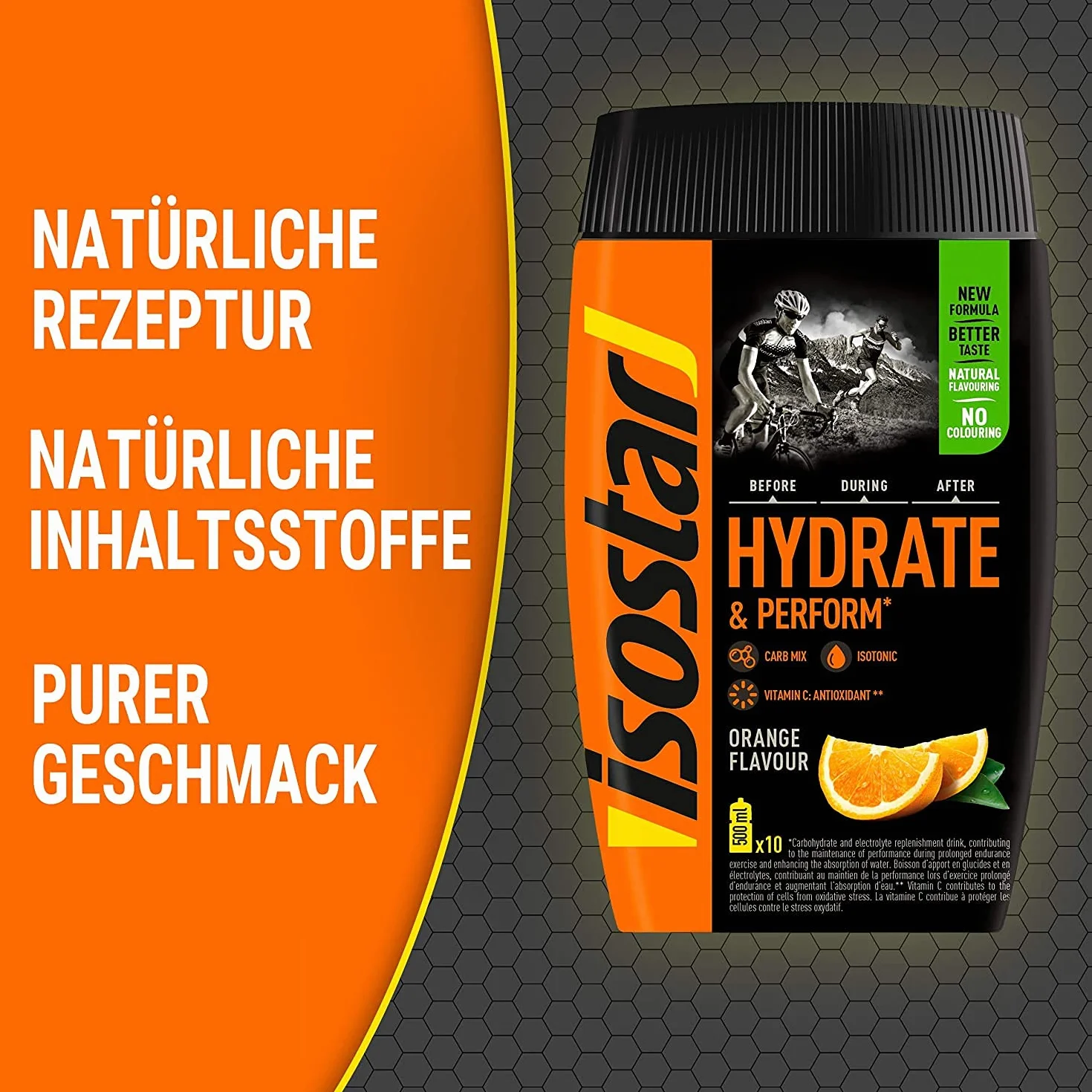 Isostar Hydrate & Perform grejpfrut - pomarańczowy - proszek | 2 sztuki w opakowaniu + oryginalna butelka na napoje 1000 ml |