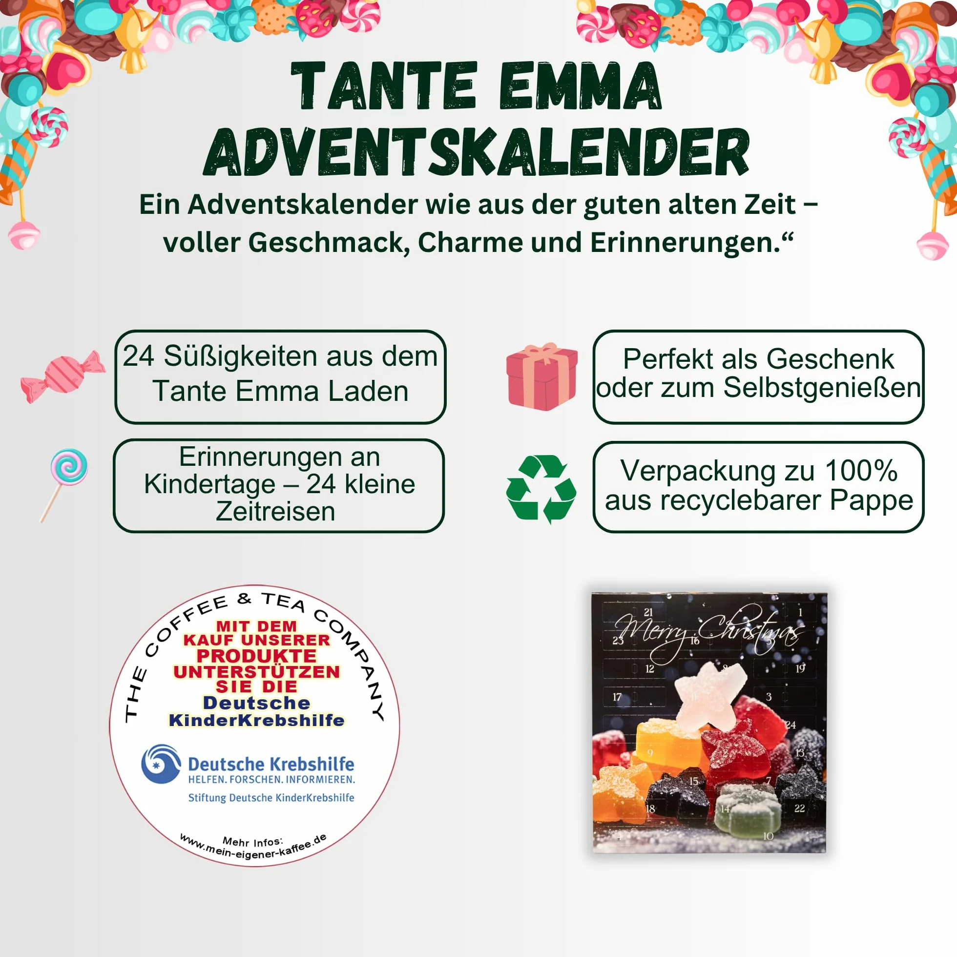 Kalendarz adwentowy C&T dla cioci Emma 2025, 24 cukierki retro