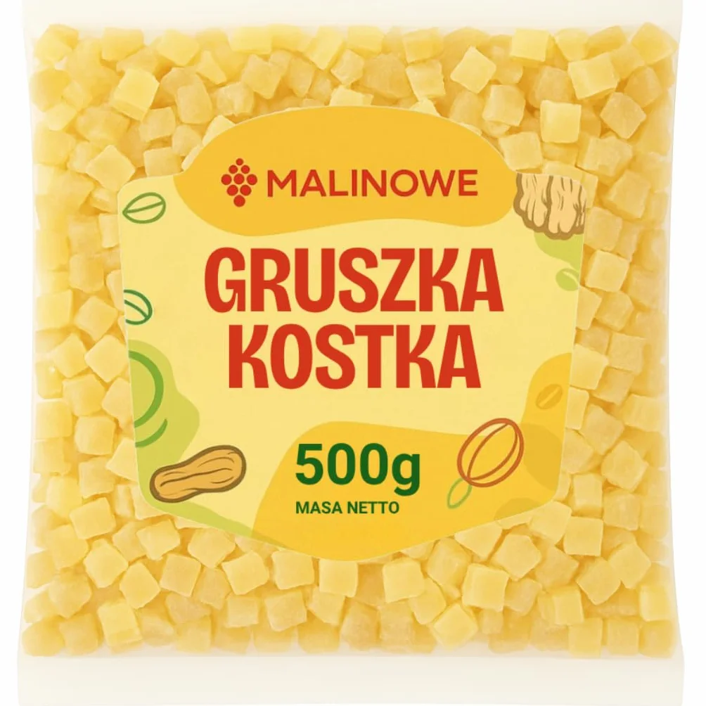 Malinowe GRUSZKA SUSZONA KOSTKA 500g Doskonałe Jakość Premium