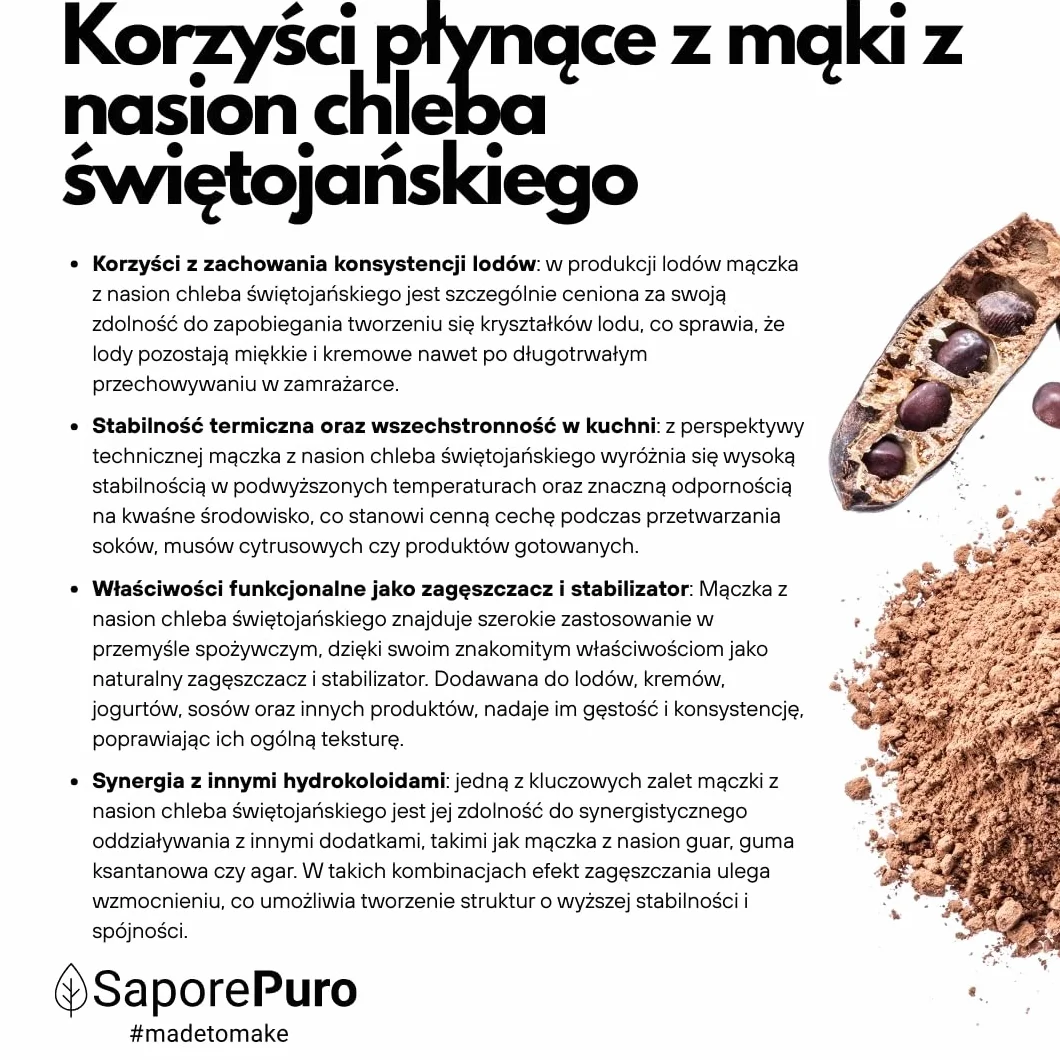 Saporepuro Mączka z nasion chleba świętojańskiego 50 g bezglutenowa zagęstnik żelujący