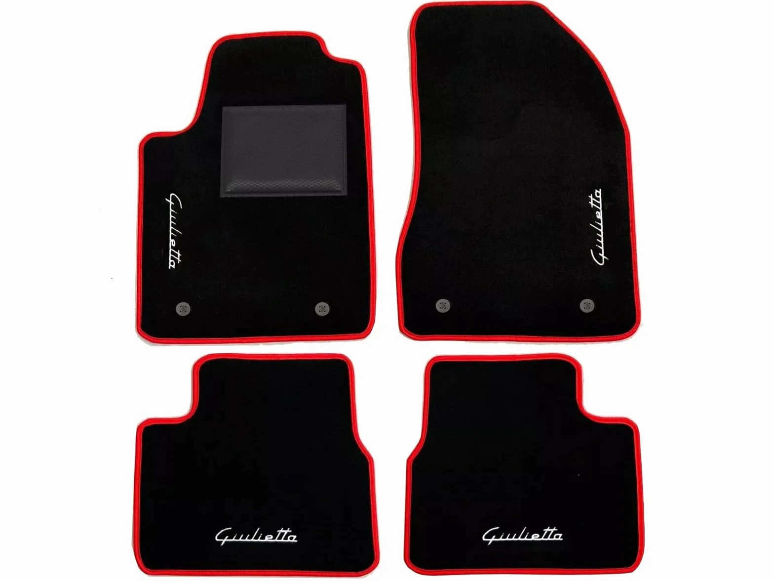 DHCarMats | Car Mats AR Giulietta since 2010 Embroidered with Red Border | Car Mats Carpet Tailored | Car accessories - Complete Front and Rear Kit