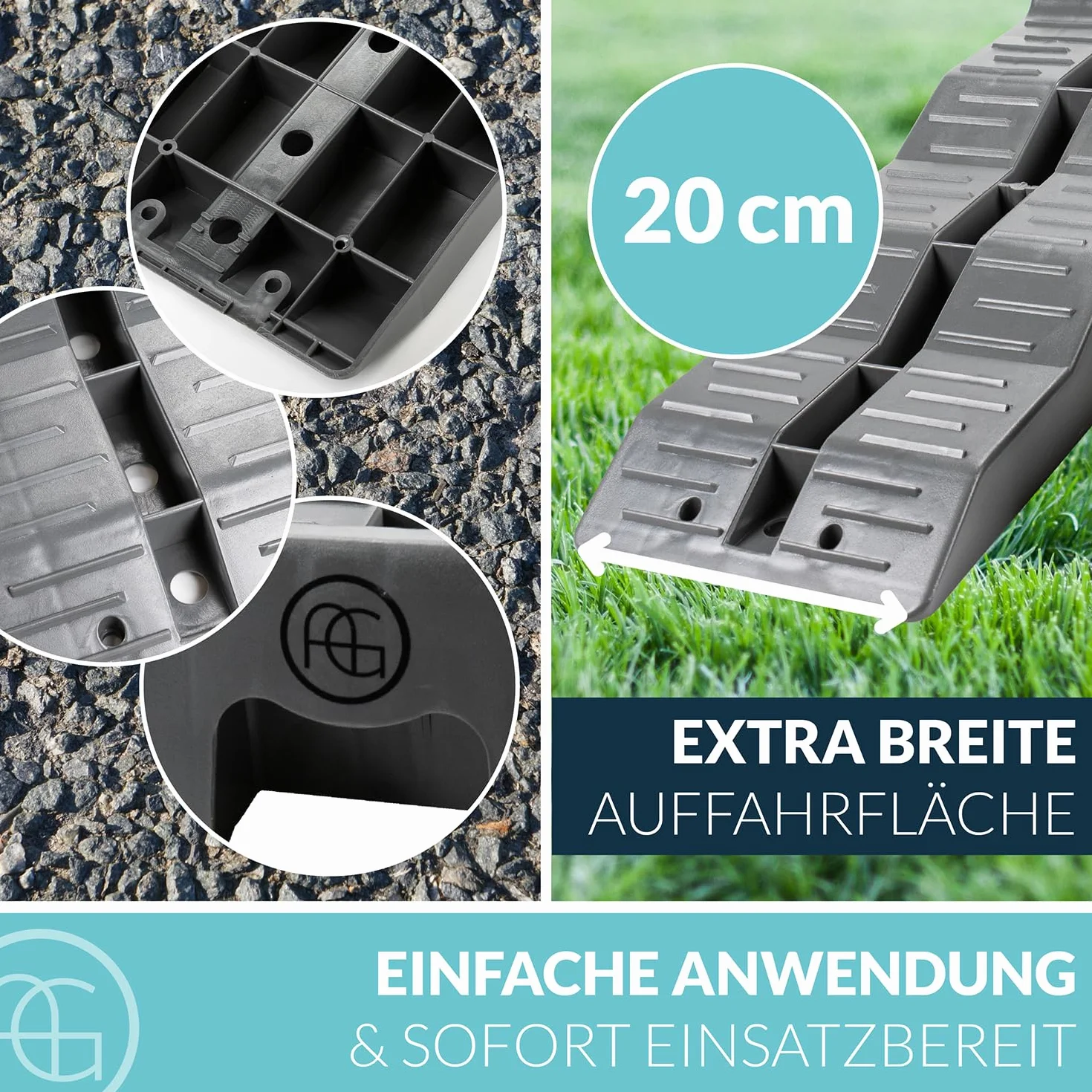 AG Automotive kliny najazdowe do przyczep kempingowych, kamperów, szare