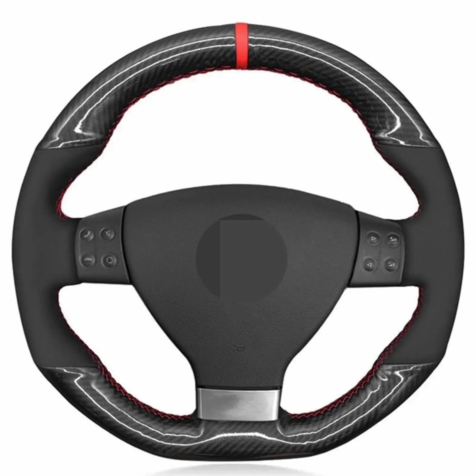 Ochraniacz na kierownicę DIY ręcznie szyty czarny zamszowy pokrowiec na kierownicę samochodu z włókna węglowego do VW do Golf 5 Mk5 GTI 5 R32 dla Passat R GT 2005 Kolor: biała nić (czerwona niebieska
