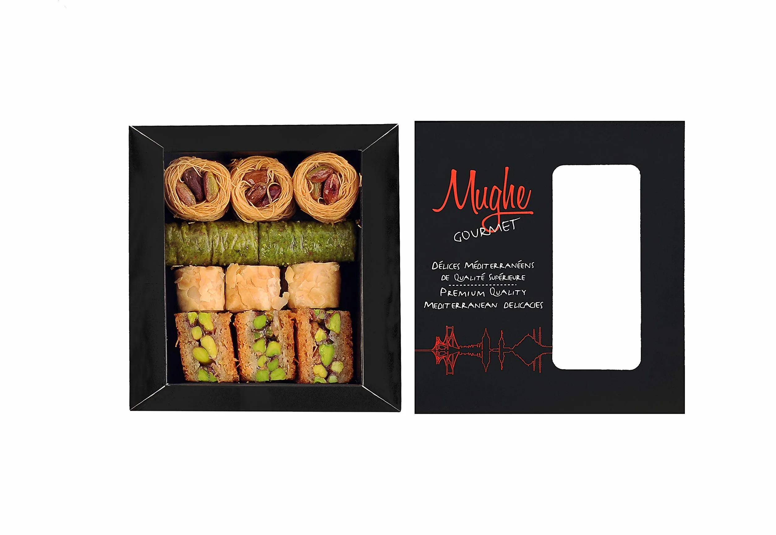 Asortyment Bitesize Turecka Pistacjowa Baklava - Ręcznie Robione Ciasto Deserowe - Pudełko 150g - Mughe Gourmet - Świętuj Wielkanoc, Urodziny, Dzień Ojca i Matki