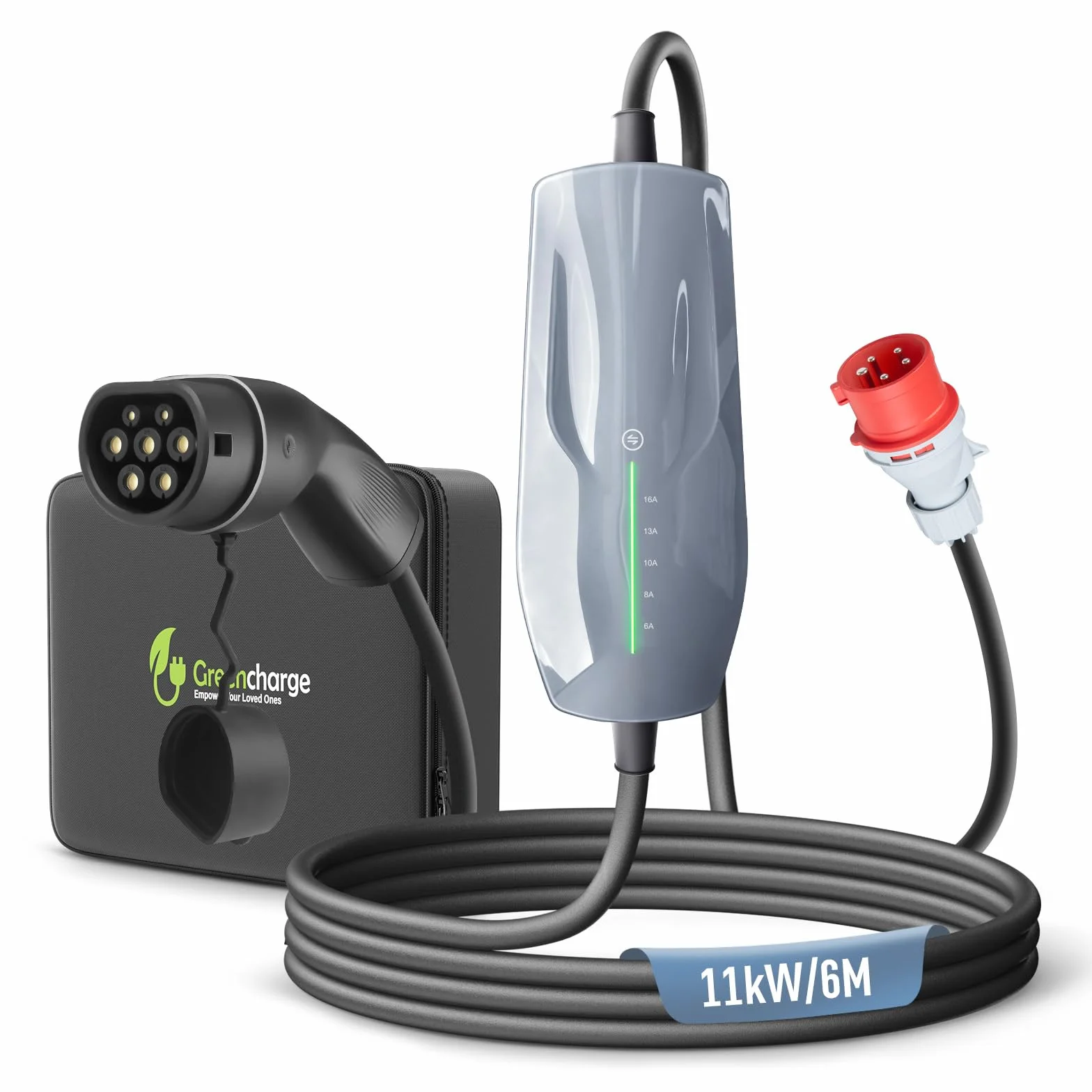 Kabel ładujący typu 2 11 KW EV ładowarka z wtyczką CEE trójfazowa mobilna stacja ładująca Wallbox EVSE IEC 62196-2 6 metrów