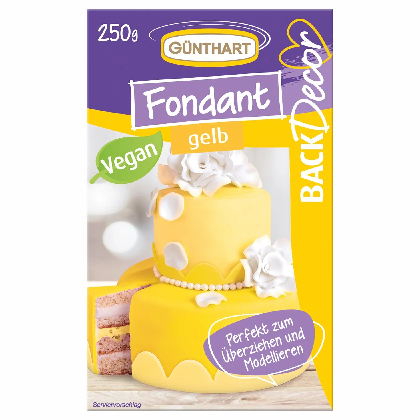 Günthart BackDecor pastelowy fondant | fondant żółty | bez oleju palmowego | masa modelarska | światło | słońce | światło | (250 g)