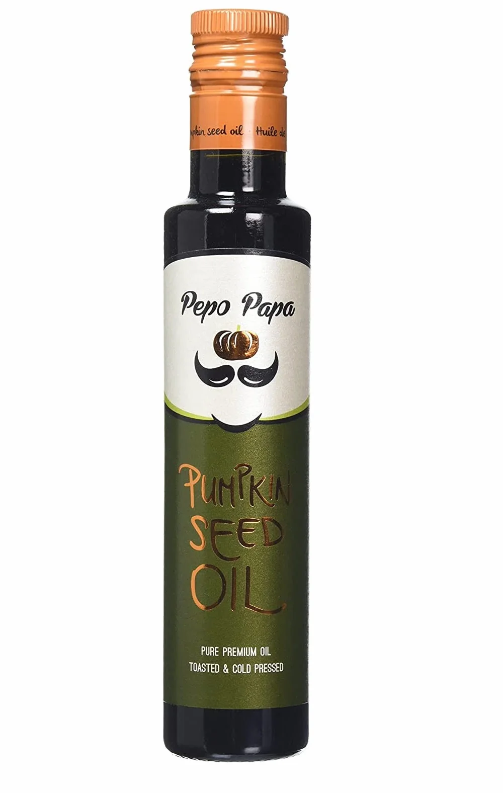 Pepo Papa - Olej z Pestek Dyni - Tosty i Tłoczony Na Zimno Czysty OLEJ Premium - Wegański - Wyprodukowano na Węgrzech (250 ml)