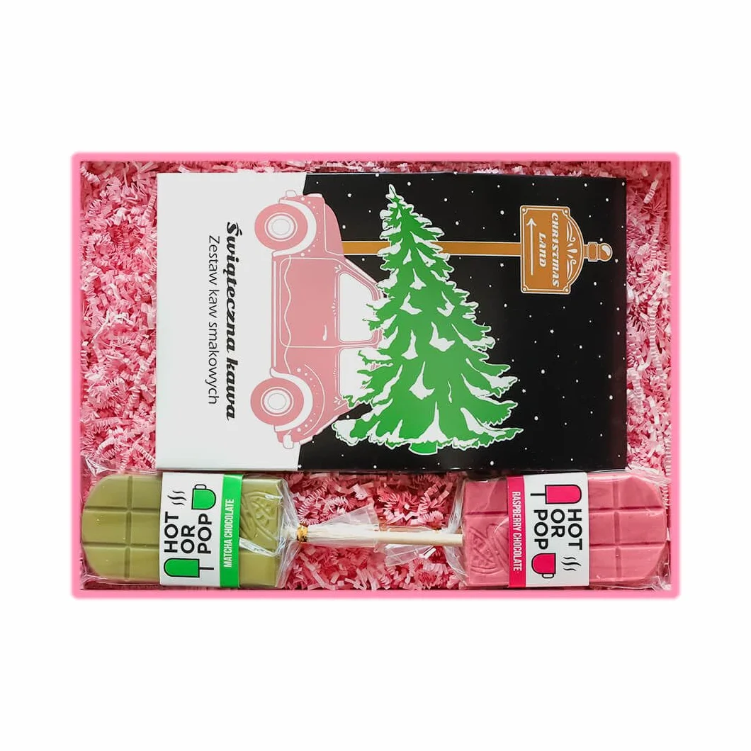 Christmas Land Box zestaw prezentowy kawa aromatyzowana PREMIUM 10szt. czekoladowy lizak 2szt.