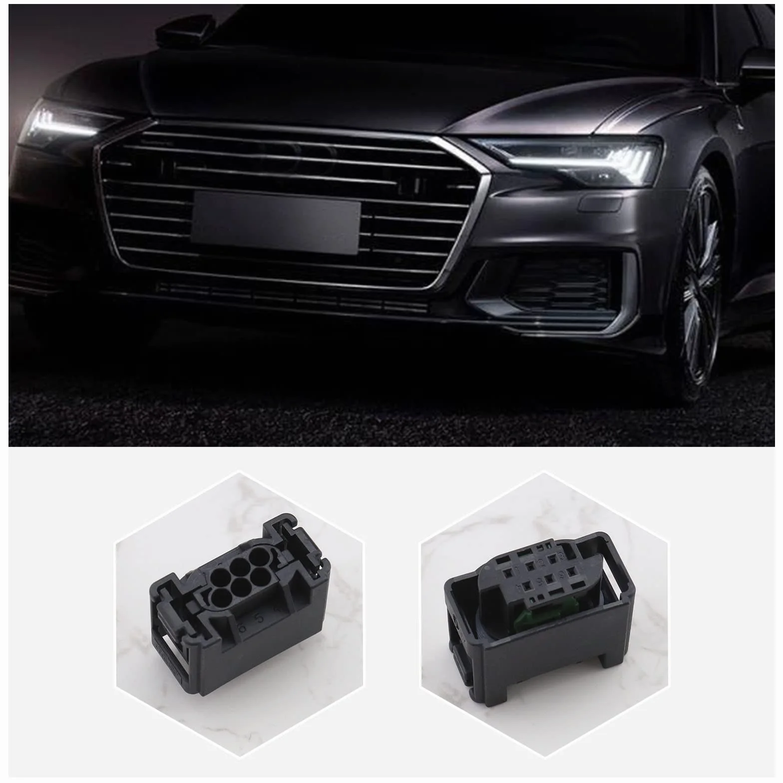 2 zestawy 6-pinowe złącze czujnika poziomu reflektorów samochodowych 7M0973119 A2105403681 1-967678-1 kompatybilne z VW kompatybilne z BMW kompatybilne z Benz