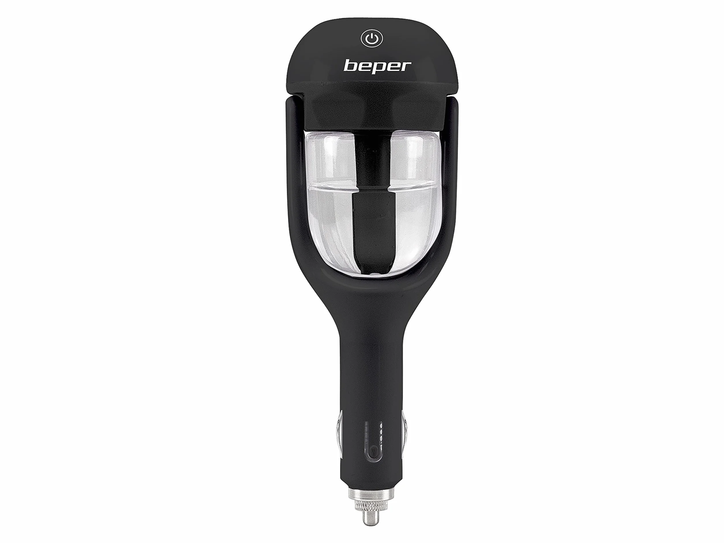 BEPER P205DIF100 dyfuzor zapachowy/nawilżacz powietrza, 25 ml, 1,5-2 W, możliwość pochylenia do 180°, system zapobiegający kapaniu, przycisk dotykowy, rozpylanie ciągłe lub przerywane, wtyczka 12 V,