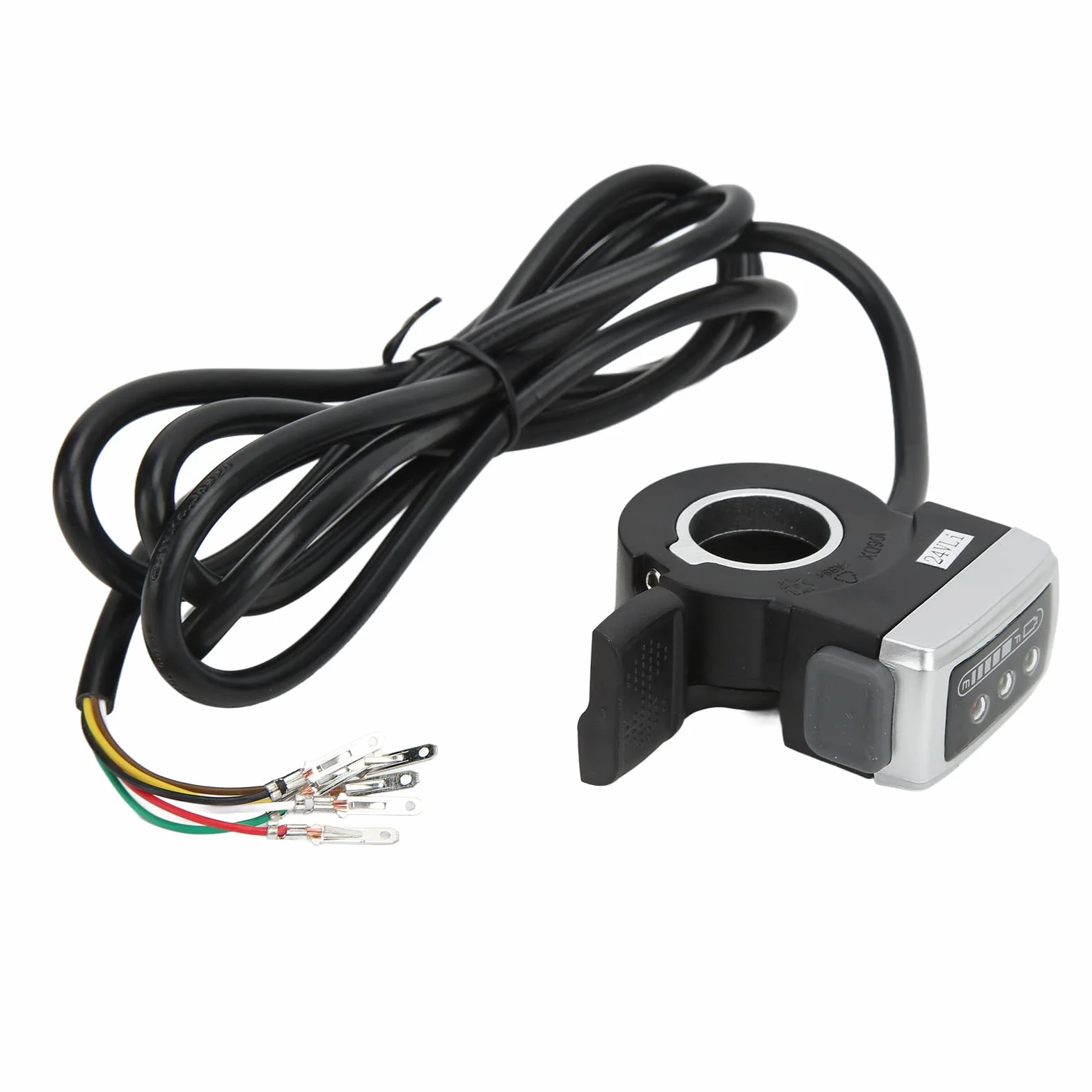 Przepustnica Kciuka, 6-przewodowa Przepustnica Kciuka z Włącznikiem/wyłącznikiem Wskaźnik Akumulatora Przysłona 22 Mm do Skutera Elektrycznego (24V)