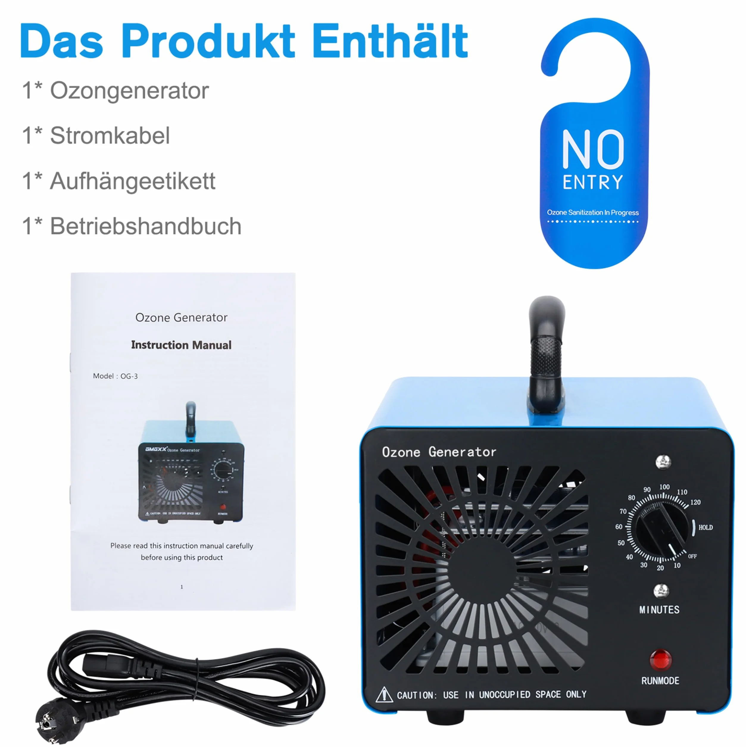 Generator ozonu 30000 mg/h oczyszczacz powietrza ozonator O3 do 300 m² timer 120 minut