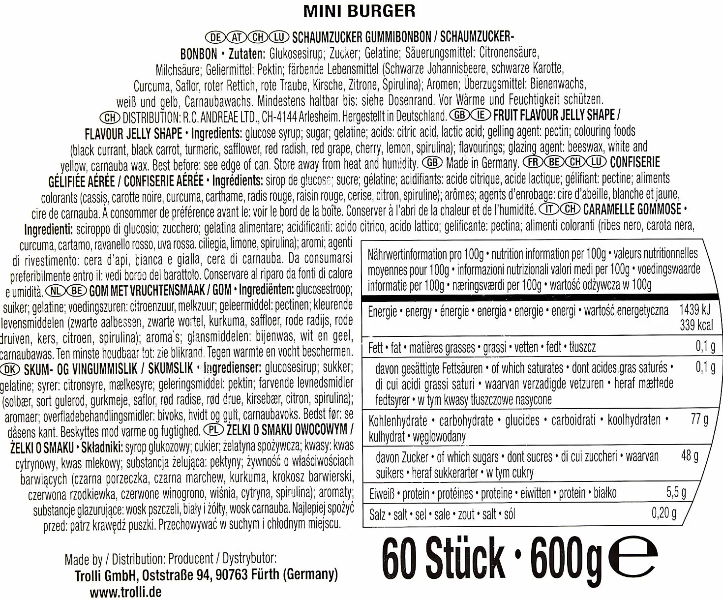 Trolli Mini burger 600 g