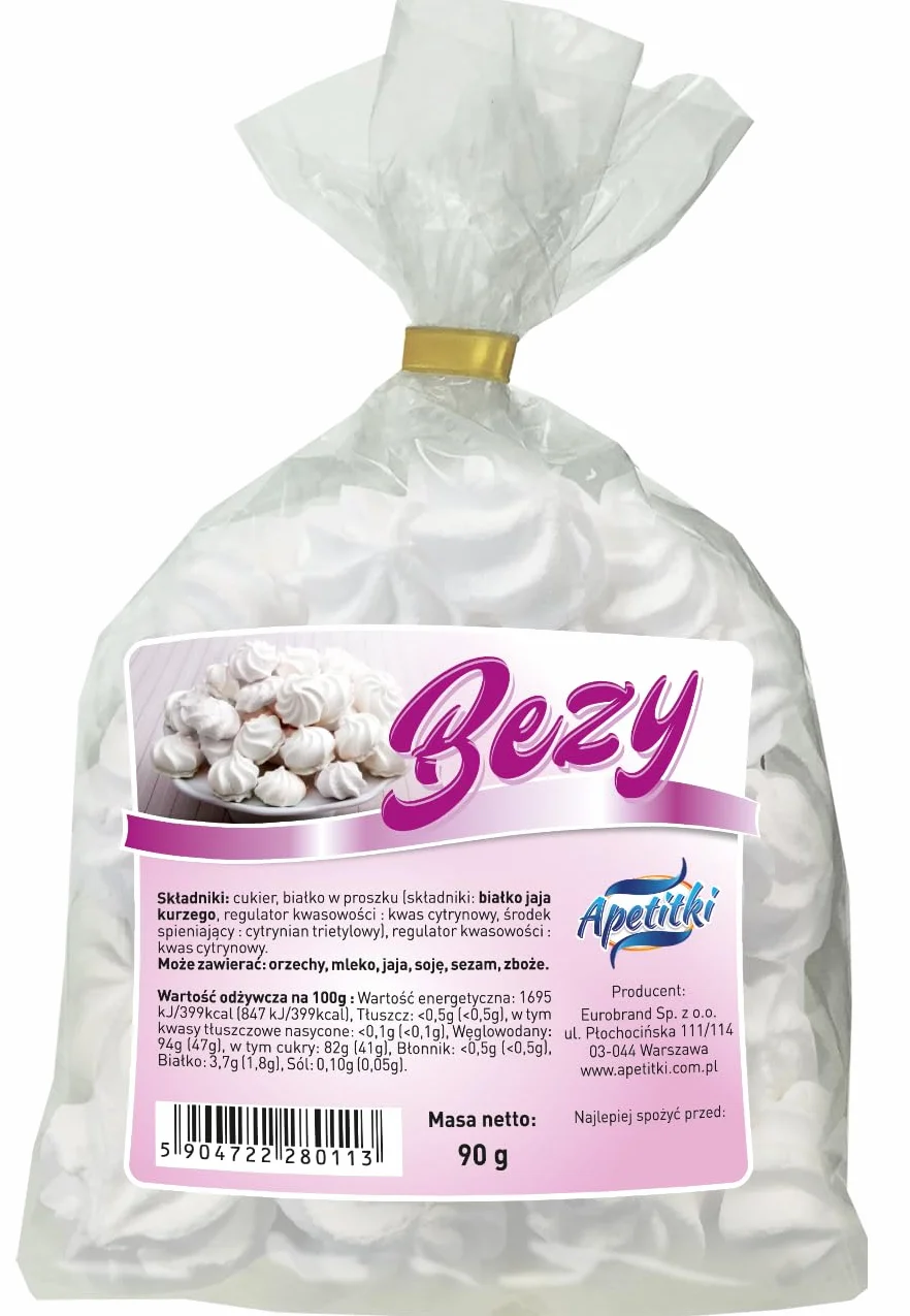 EUROBRAND Apetitki Bezy dekoracja beziki na tort BIALE 90g