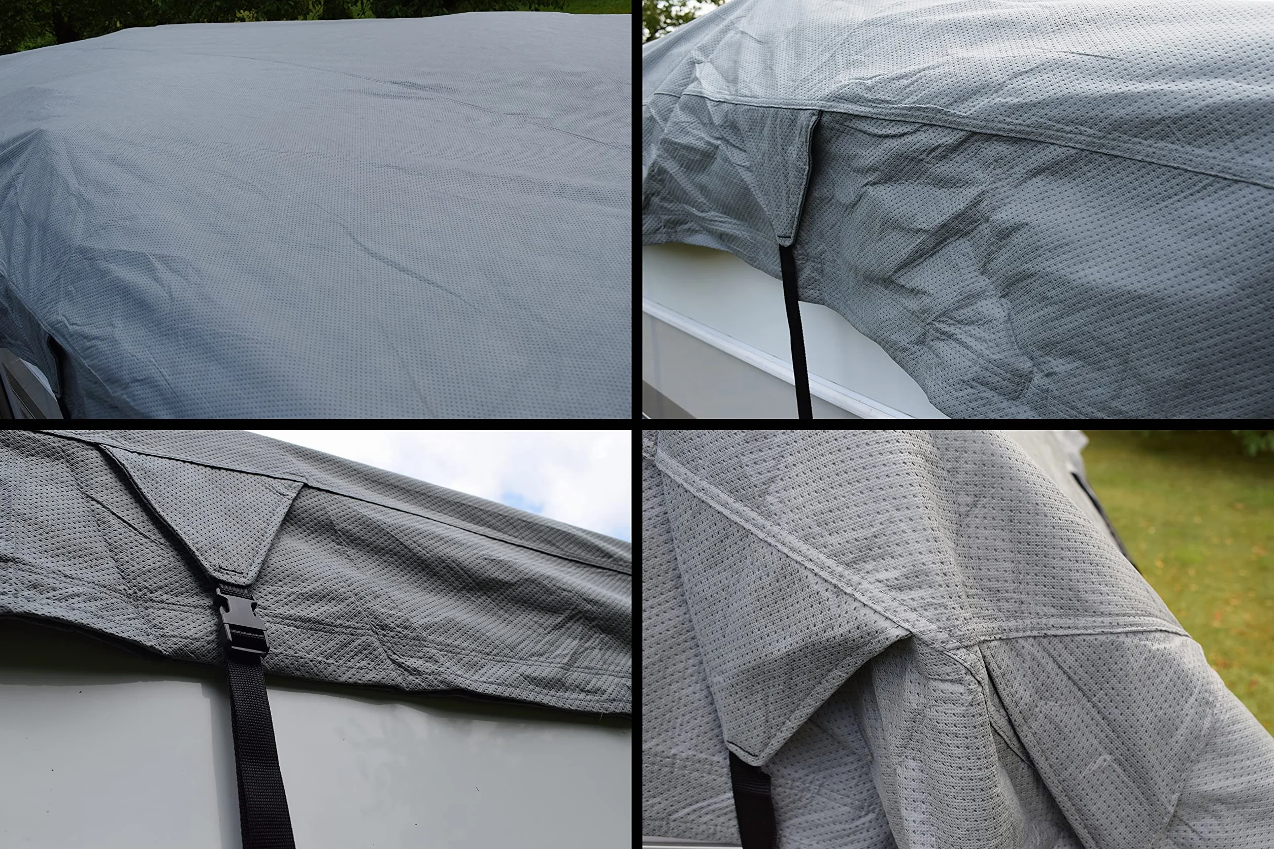 GreenYard® Uniwersalny dach ochronny do przyczep kempingowych, 550 x 300 cm, na kemping, ochrona przed promieniowaniem UV i wilgocią, odporny na działanie wody i oddychający, 4-warstwowa włóknina