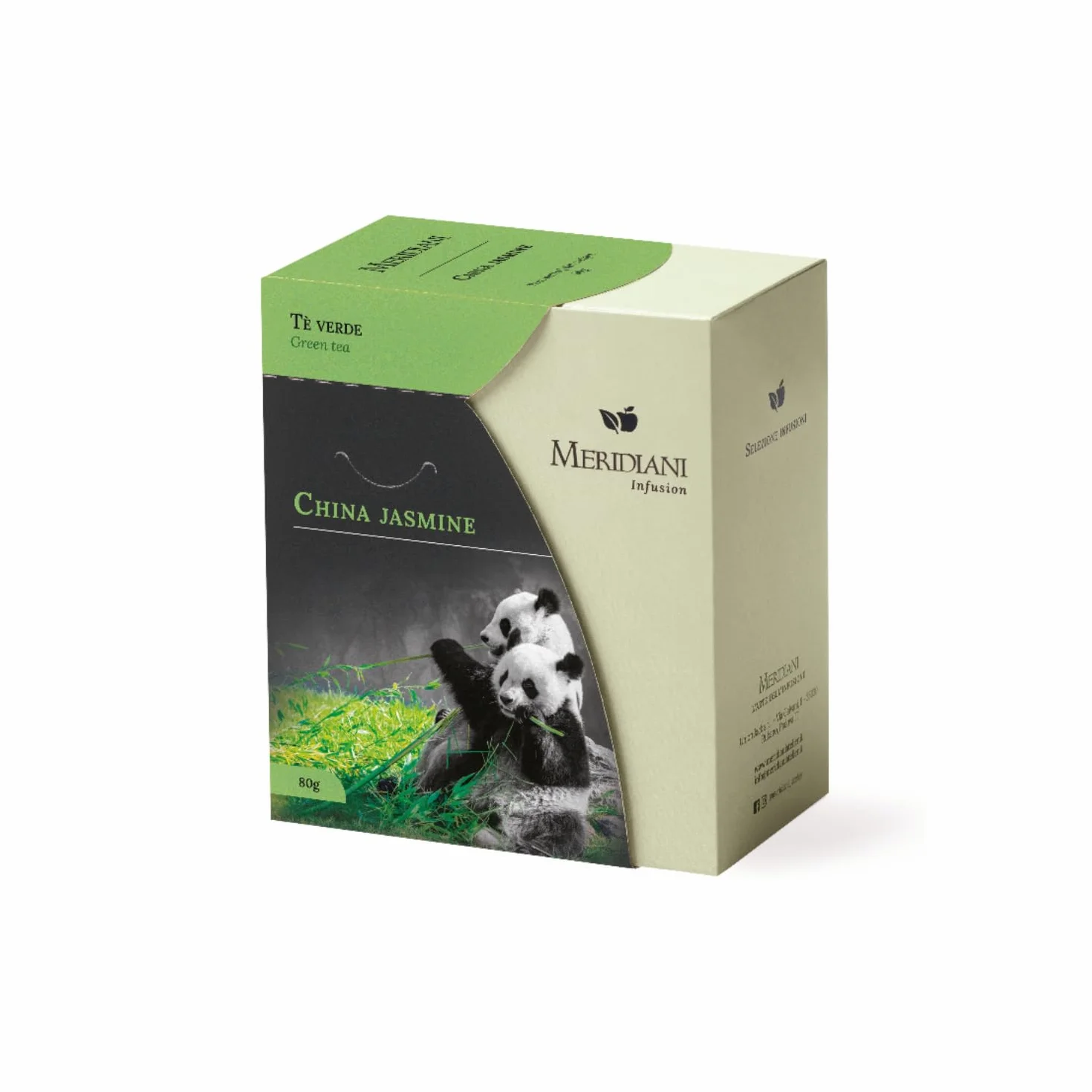 Meridiani® | Zielona herbata Chiny & Jaśmin | Mieszanka zielonej herbaty i kwiatów jaśminu do zaparzania | Chińska herbata z luźnymi liśćmi i jaśminem - (80 gr)