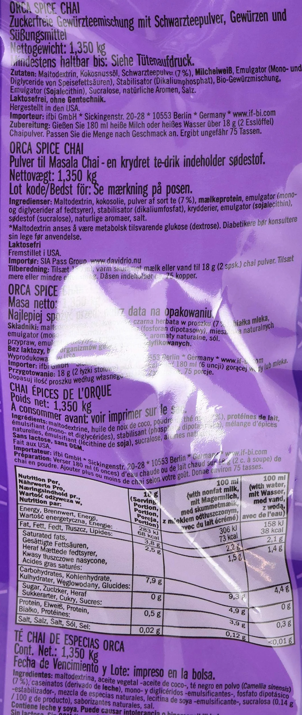 David Rio Chai Orca Spice Chai Czarna Herbata Worek Uzupełniający 1361 g