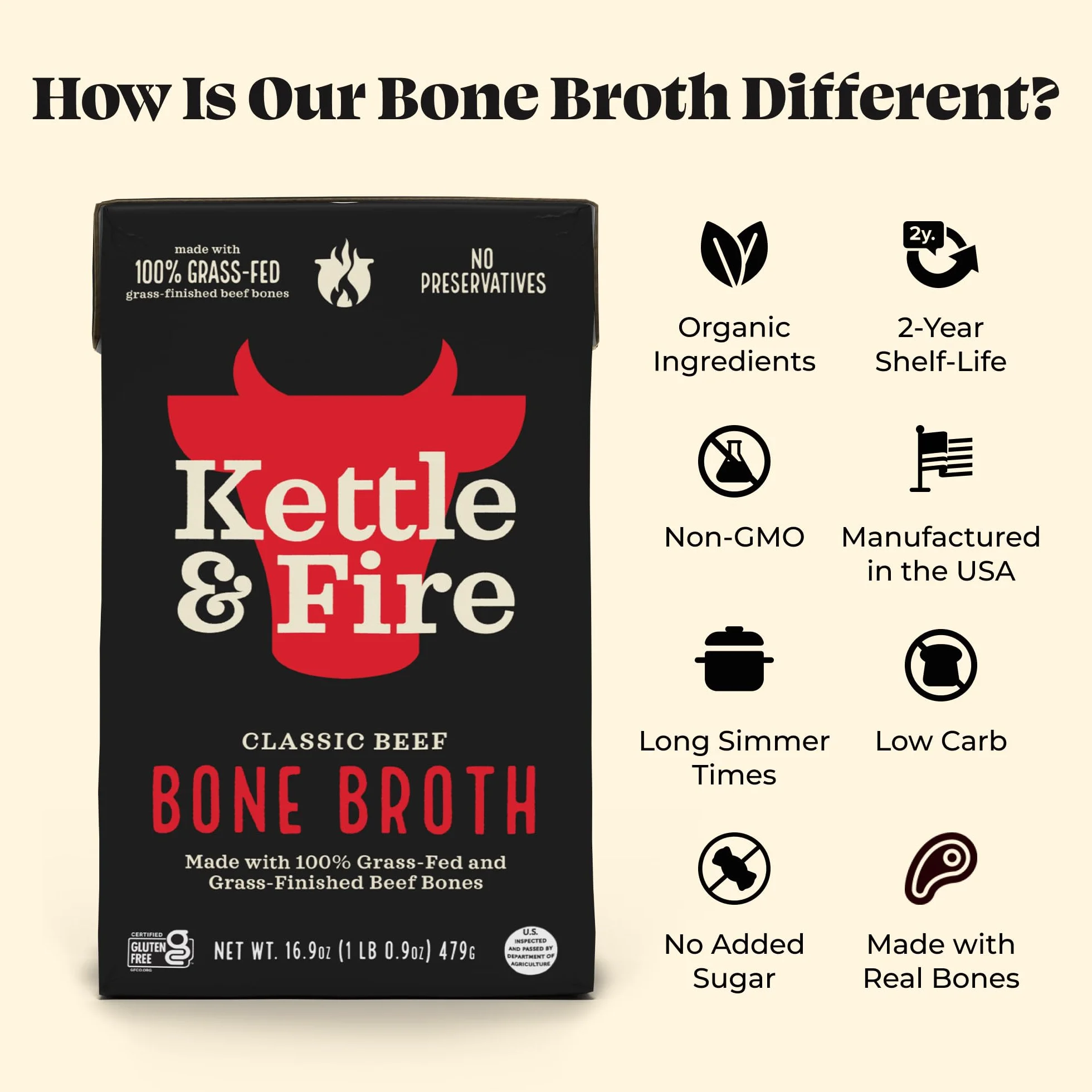 Kettle and Fire Bone Broth Beef 16,2 fl. oz.