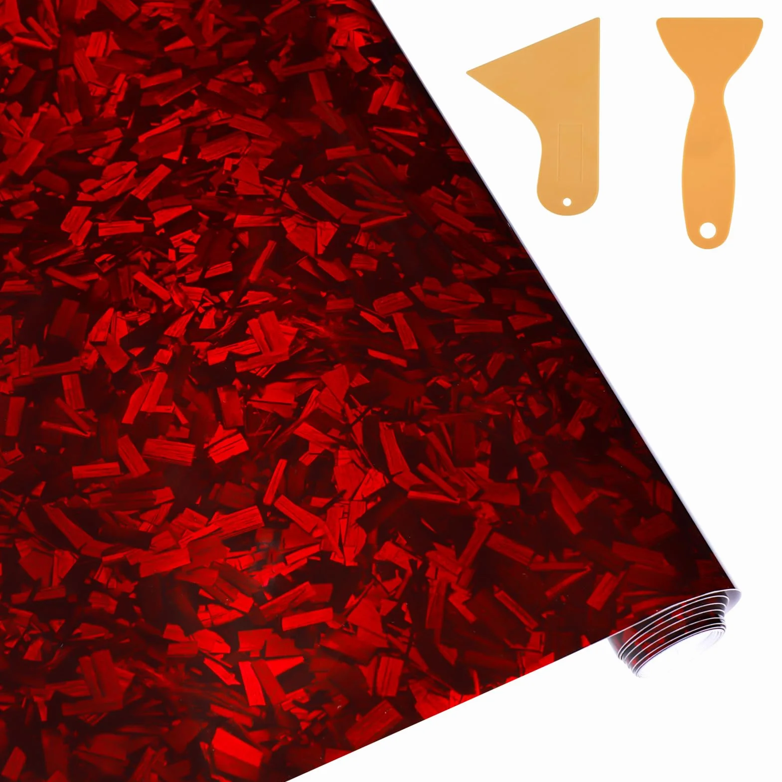 Zocipro Carbon Folie Auto – Folia do Karbonu Kutego do Samochodów, 152 x 30 cm, na Mokro i na Sucho, z Raklą, Samoprzylepna Folia Ochronna na Samochód, Czerwona