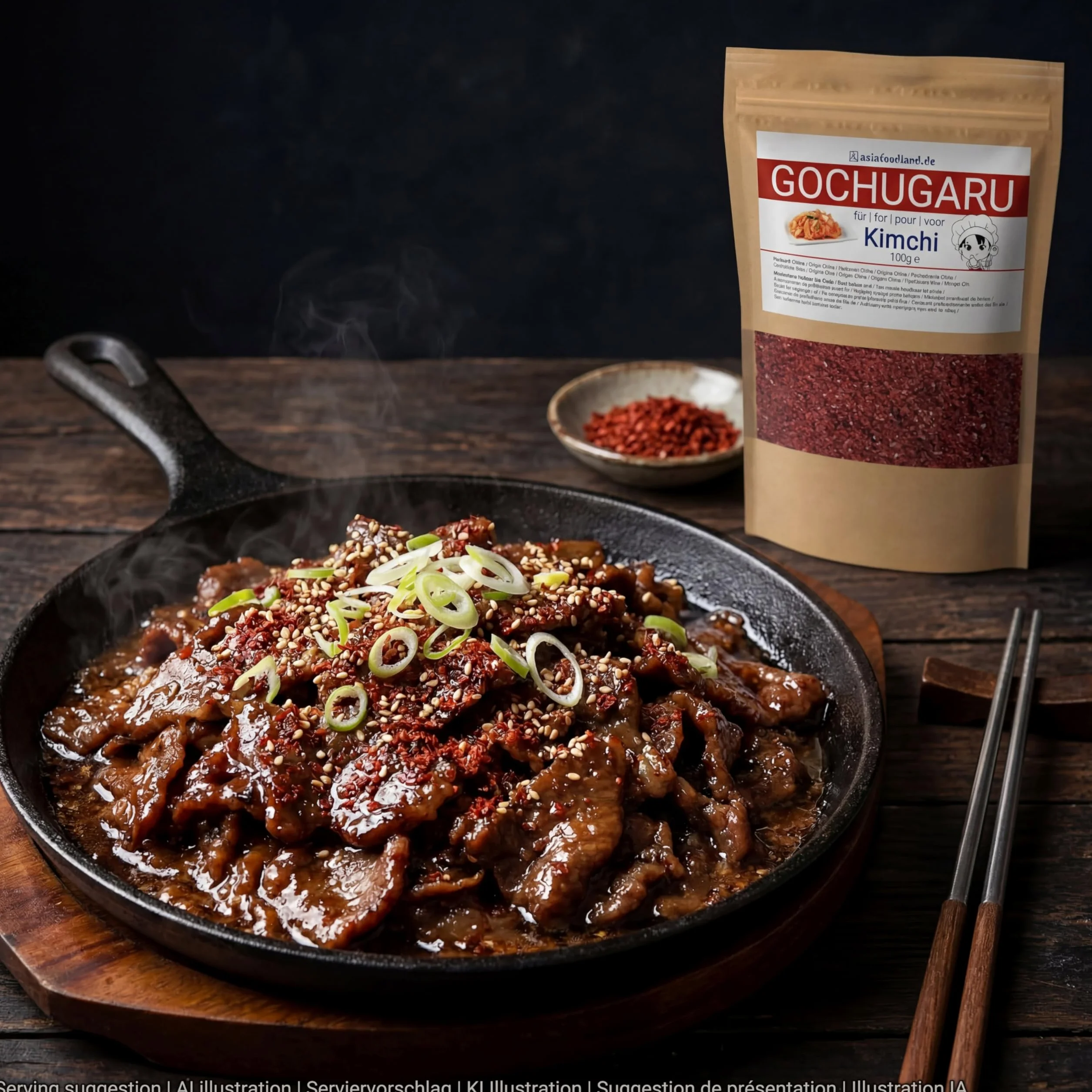 asiafoodland - Gochugaru - Chili w proszku do Kimchi - czerwona papryka w proszku, 1 opakowanie (1 x 100 g)