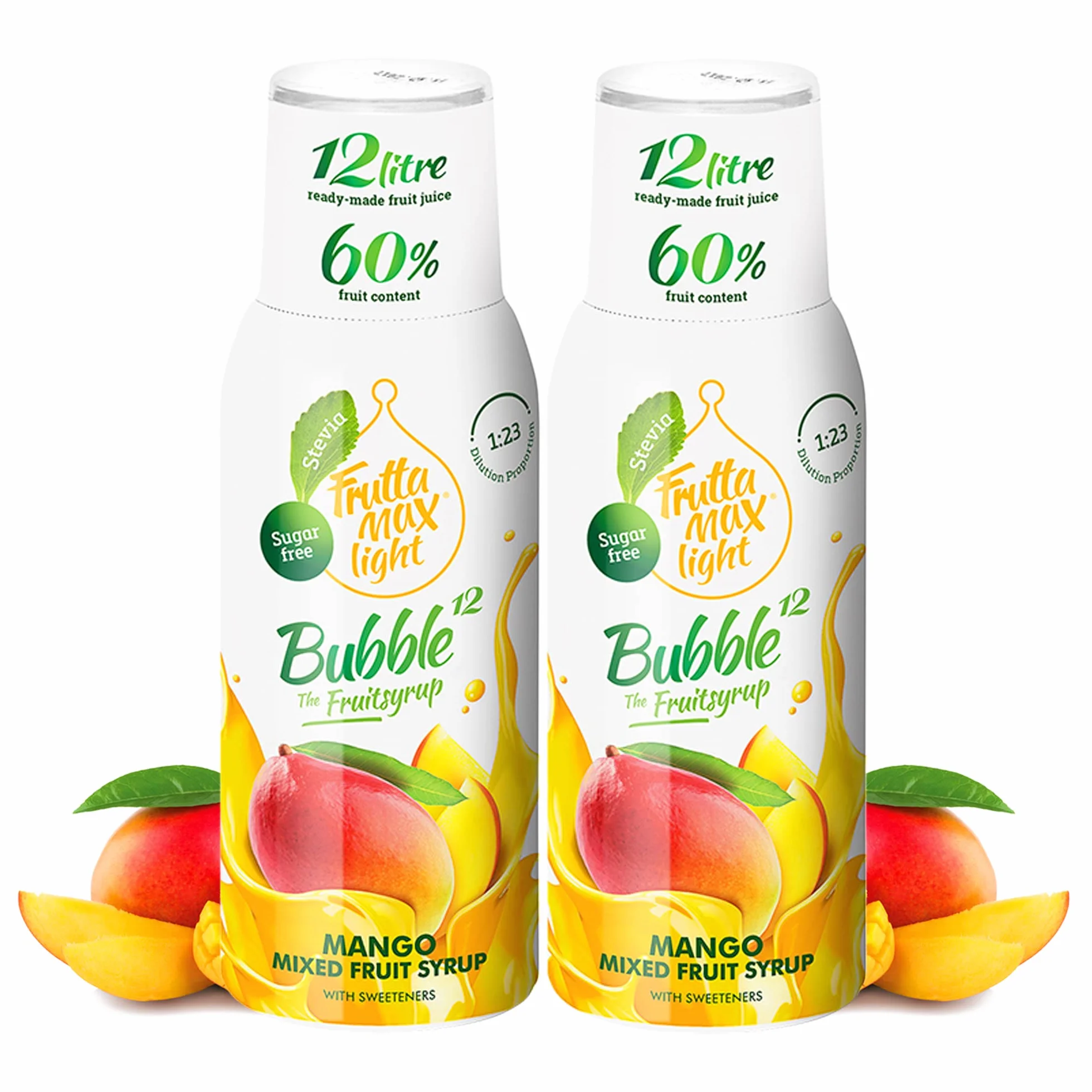 2 x Light - Niskowęglowodanowy - Syrop Fitness by FruttaMax | Zero cukru | ze Stewią | 50% zawartość owoców (2 x 500ml) (2 x Mango - Light)