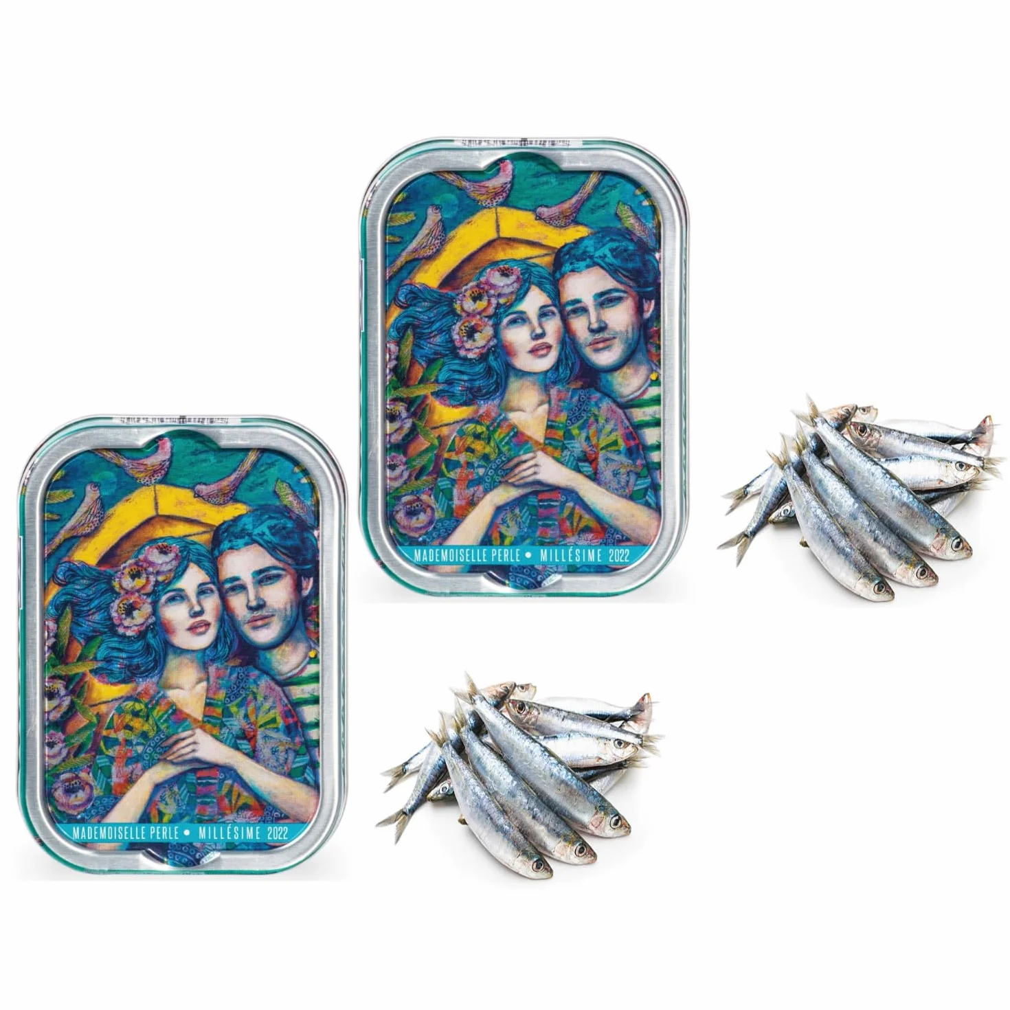 La Perle des Dieux® | Wybrane świeże sardynki przygotowane w oliwie z oliwek | Sardynki dla smakoszy - netto 2 x 115 gr | Perły Mademoiselle w stylu vintage