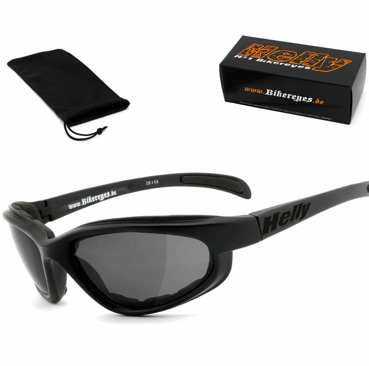 Helly® – nr 1 Bikereyes® okulary motocyklowe, okulary przeciwsłoneczne, wiatroszczelne, wyściełane, odporne na zaparowanie, odporne na pękanie, doskonałe uczucie podczas długich wyjazdów, okulary: