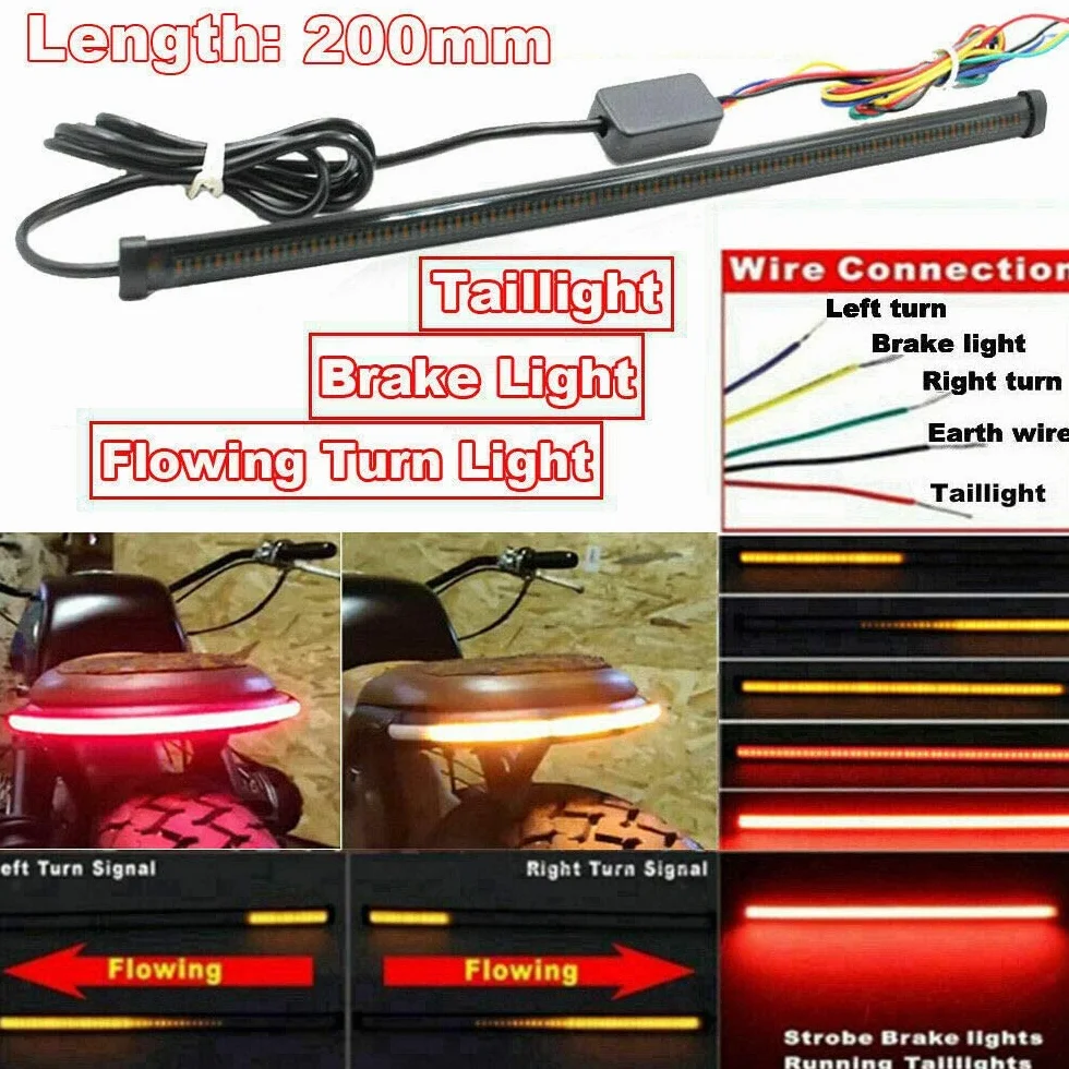 Tylne światło motocykla LED wodoodporne 20 cm