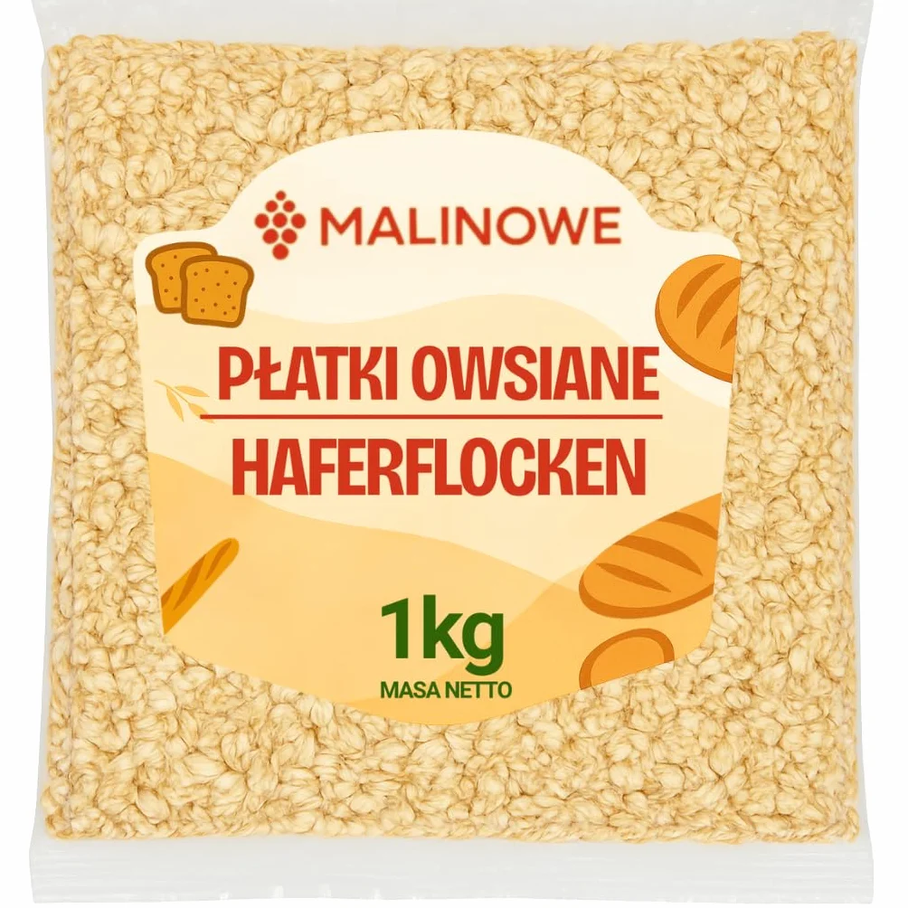 Malinowe PŁATKI OWSIANE 1kg 100% Naturalne Dieta Śniadanie