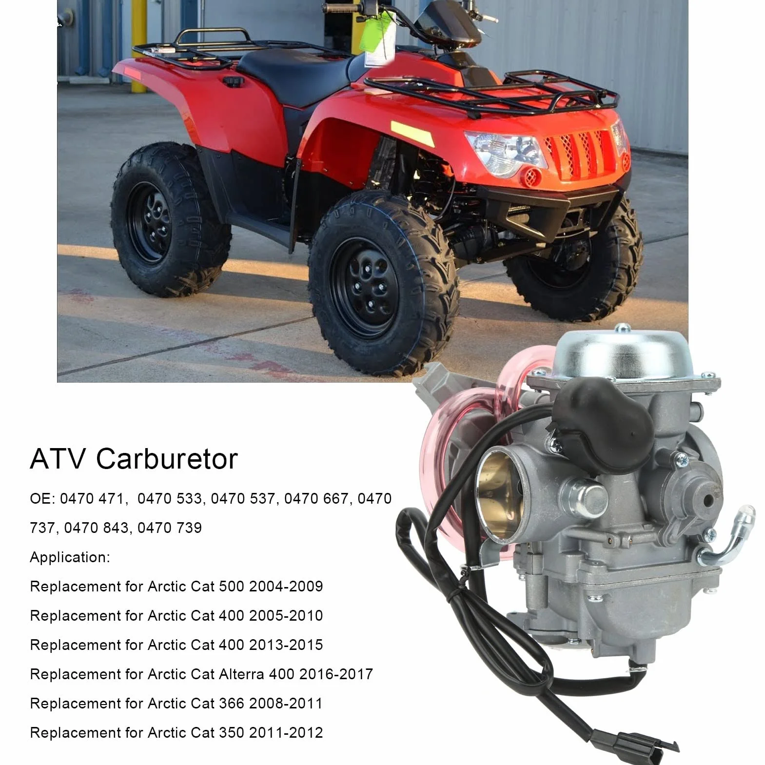 0470 471, Płynna Praca Profesjonalny Gaźnik ATV o Wysokiej Wytrzymałości dla Arctic Cat 500 400