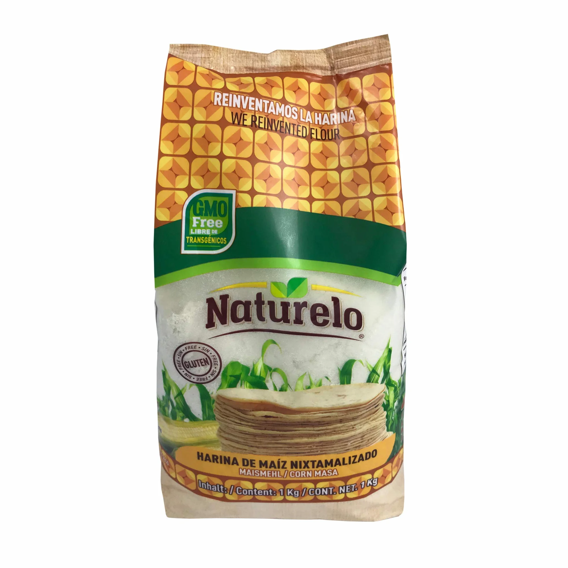 Mąka kukurydziana z 100% naturalnej kukurydzy, opakowanie 1 kg - Harina de Maiz Nixtamalizado NATURELO 1 kg
