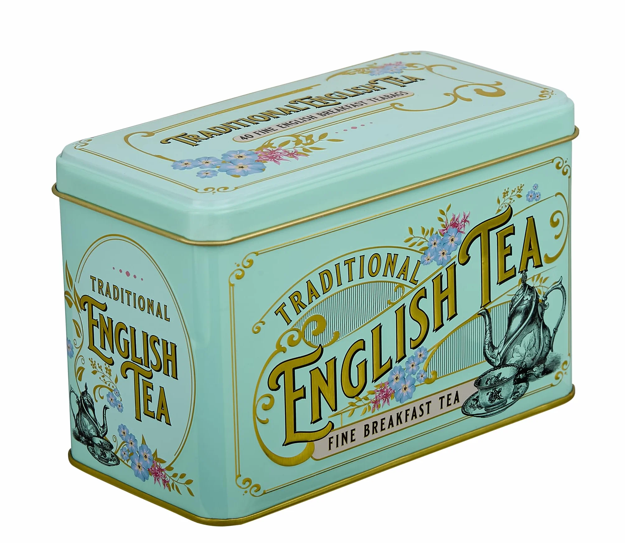 New English Teas Vintage wiktoriańska puszka na herbatę z 40 angielskimi saszetkami do herbaty na śniadanie