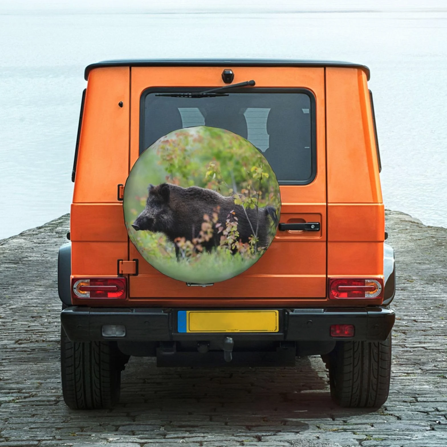 Uniwersalna zapasowa osłona na koło zapasowe, dzik w lesie wodoodporna osłona opony zapasowej pyłoszczelna opona do przyczepy, kampera, SUV-a, koła samochodu terenowego 38 cm