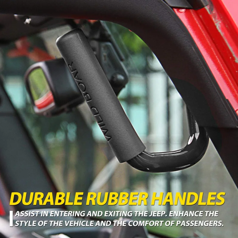 Przedni Uchwyt KATUR do Jeep Wrangler JK 2007-2017 2/4 Drzwi, Stal Czarny, 2 sztuk
