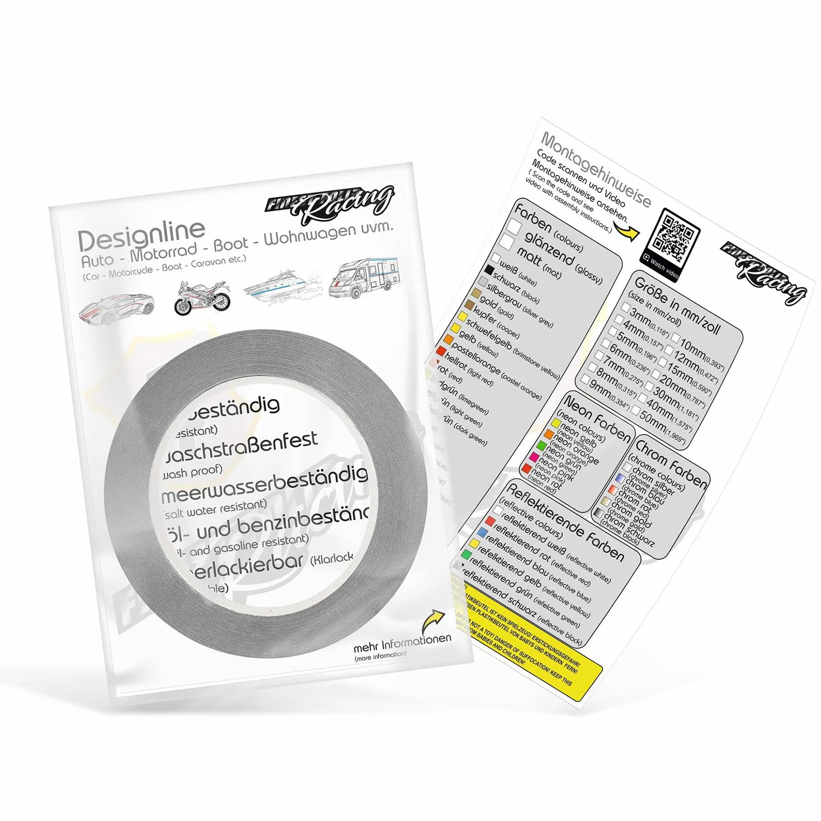 Naklejka na felgi samochodowe i motocyklowe 16" 17" 18" 19" z narzędziem montażowym Szerokość 7 mm srebrny chrom