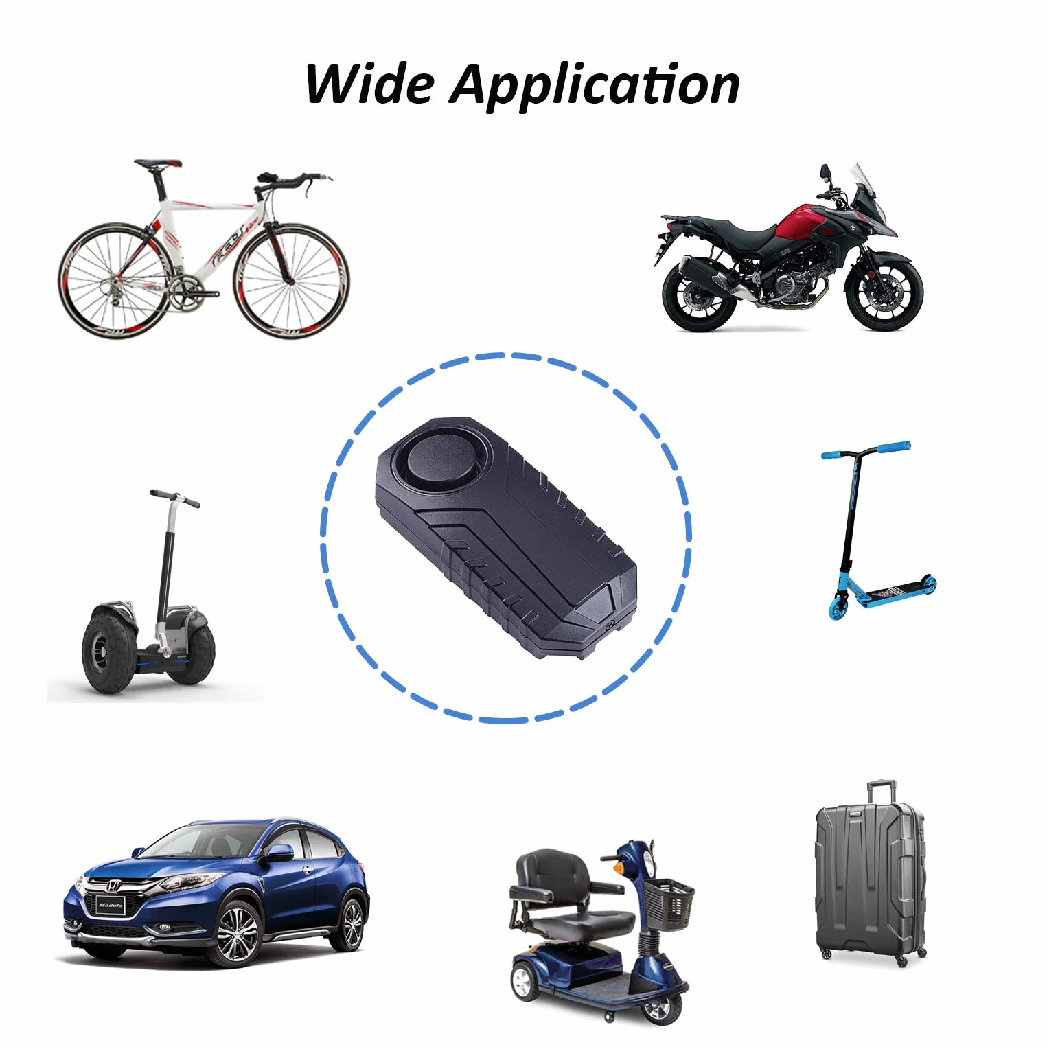 Mengshen Bezprzewodowy alarm antykradzieżowy do roweru, motocykla, wodoodporny IP55, 113 dB, czarny