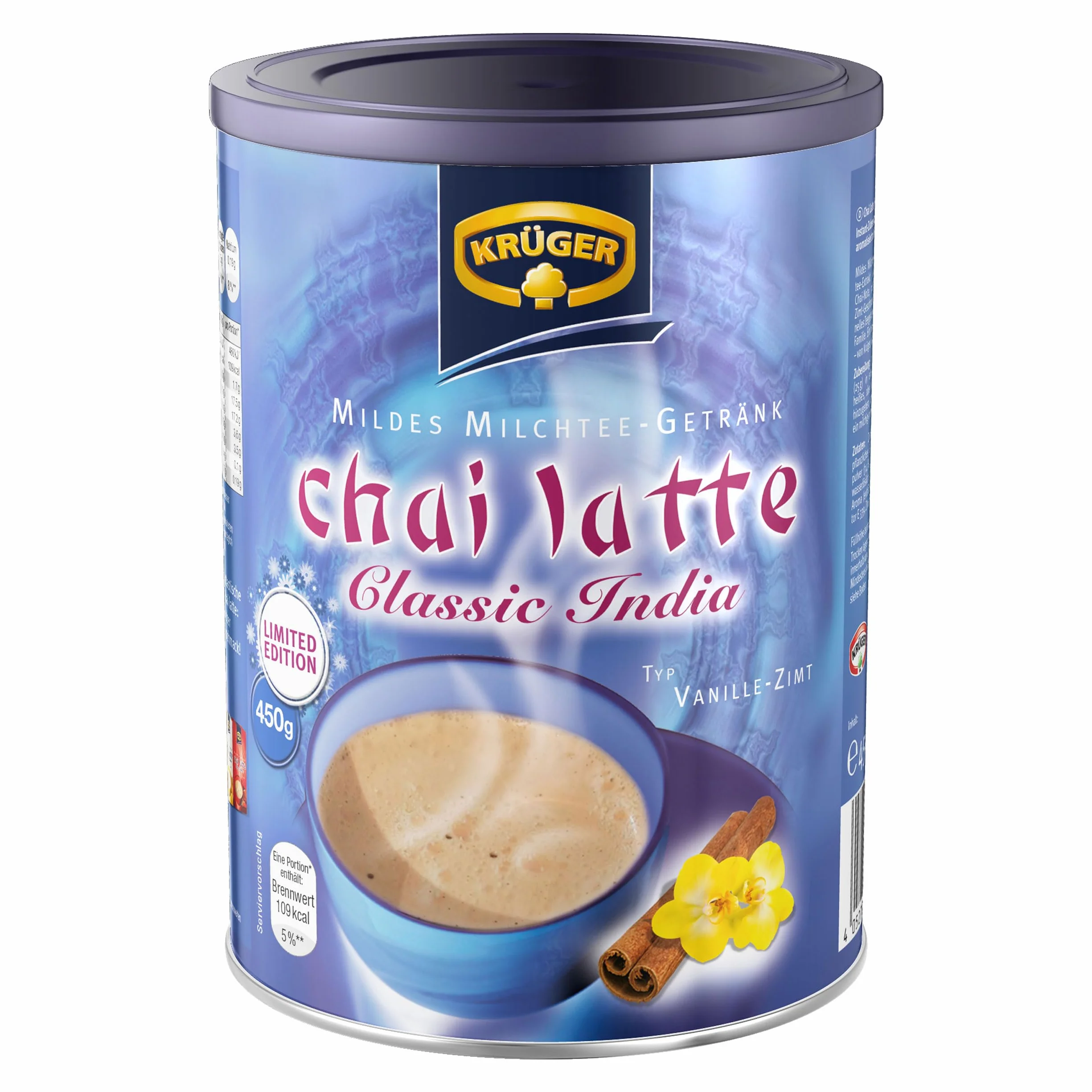 Krüger Chai Latte Classic India waniliowy cynamon herbata mleczna instant 450 g 18 porcji