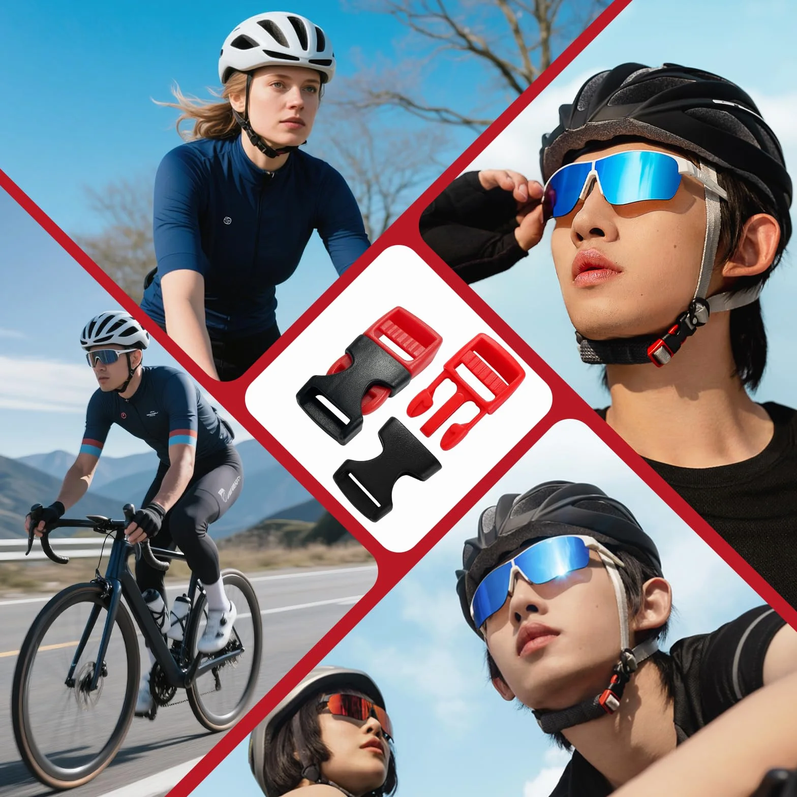 Abus zestaw zamka do kasku rowerowego 4-częściowy klips podbródkowy