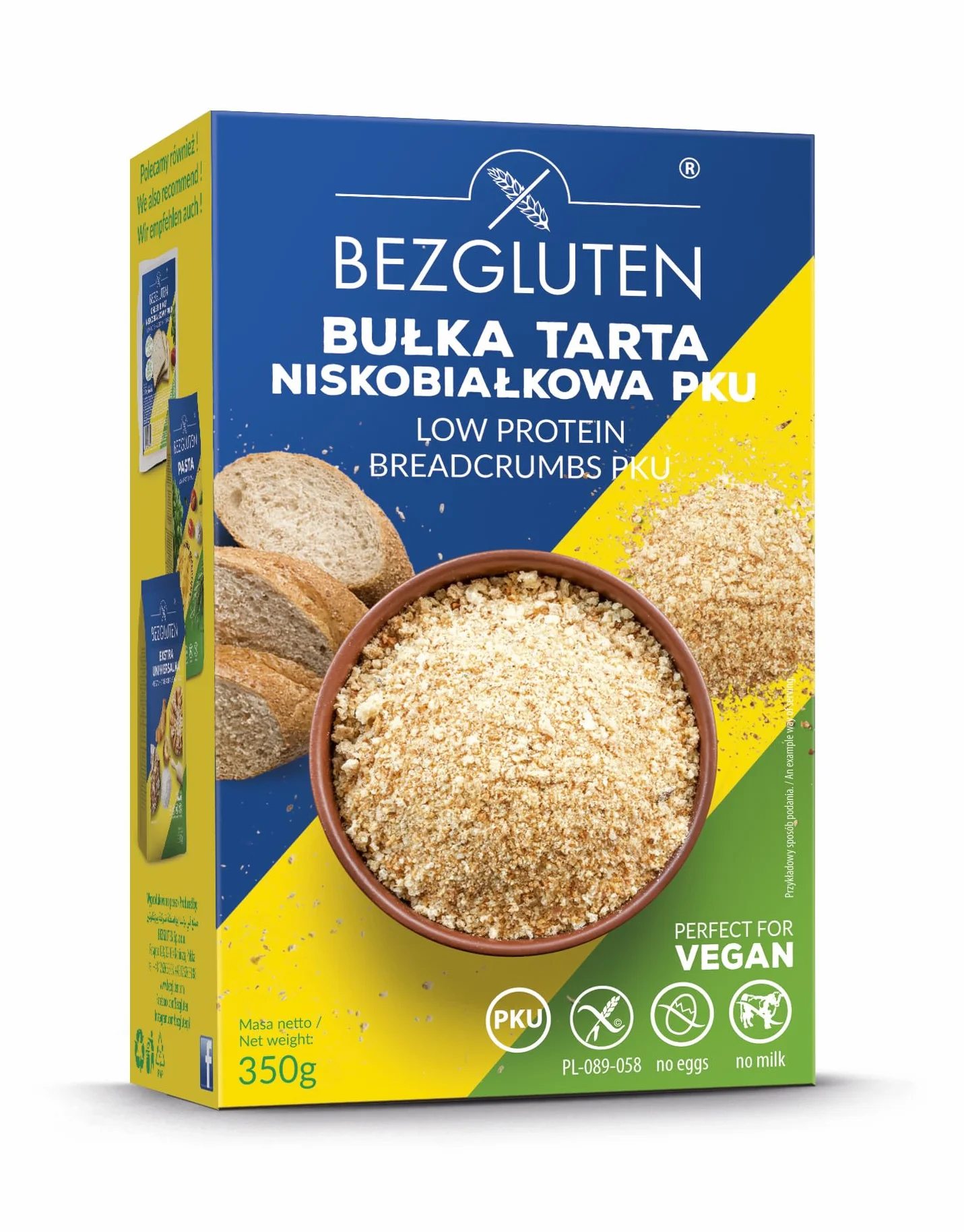 Bułka tarta bezglutenowa, niskobiałkowa, PKU, bez mleka, bez jajek, wegańska 350 g Bezgluten
