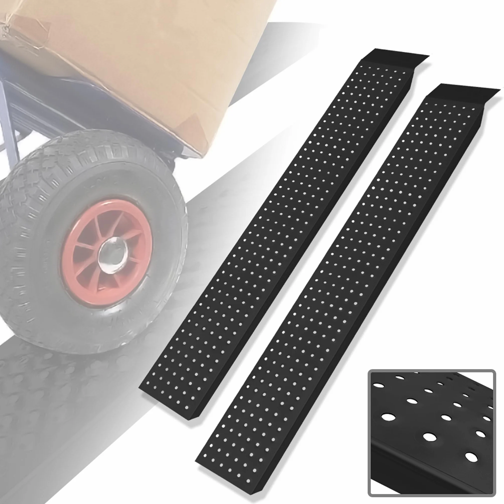 UISEBRT Rampa najazdowa, 2 sztuki, rampa załadunkowa, do 400 kg – 135 cm, stal ocynkowana, szyna załadunkowa, antypoślizgowa rampa do przyczepy, do samochodu, motocykla, kosiarki, kolor czarny