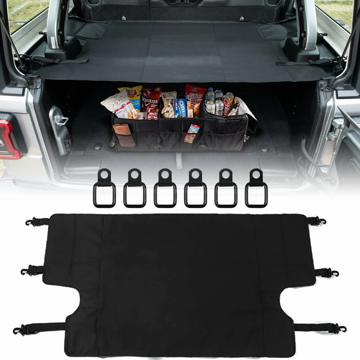 Osłona bagażnika tylna osłona bagażnika osłona przeciwsłoneczna kompatybilna z Jeep Wrangler JK JKU 2007-2017 Unlimited 4 Door