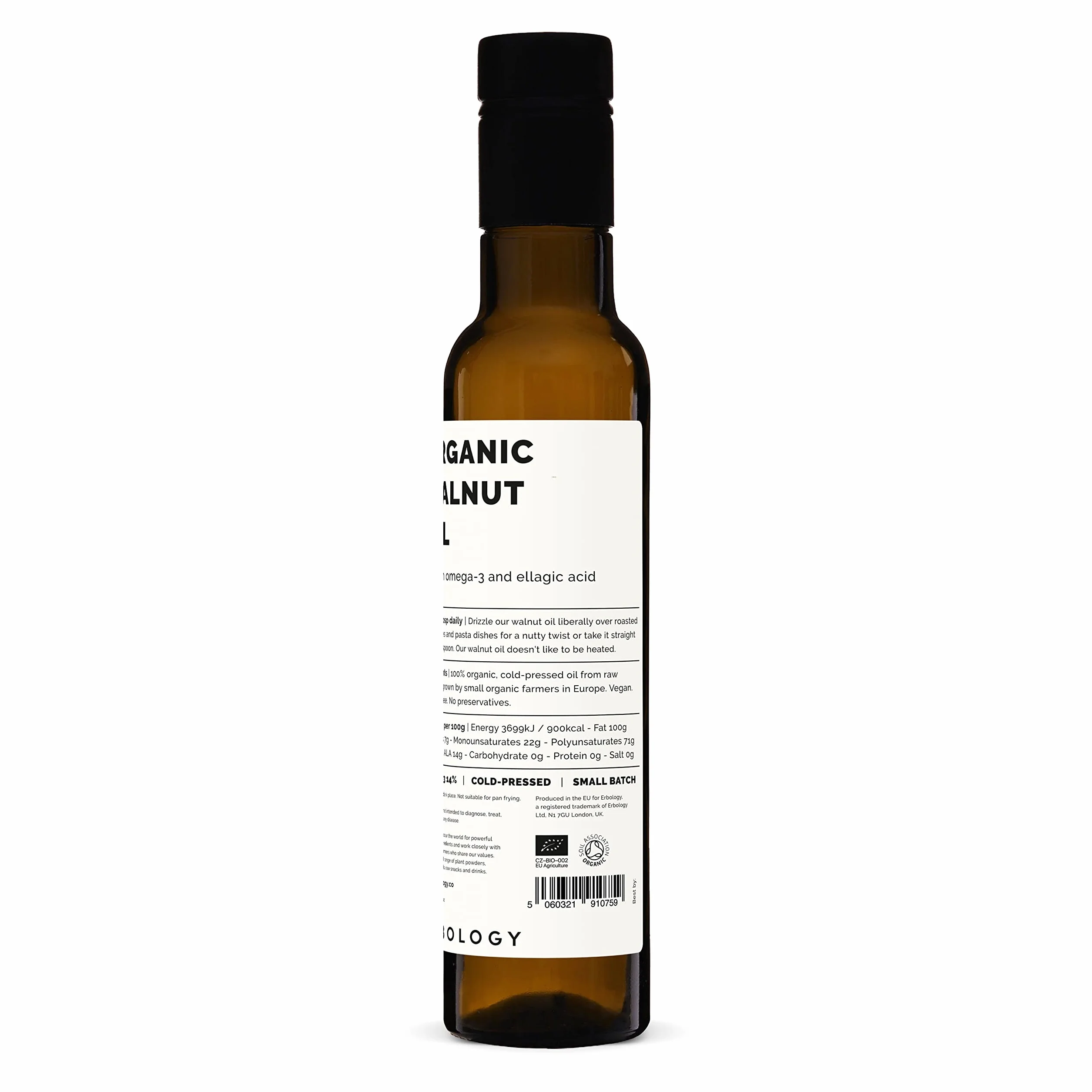Bio olej z orzechów włoskich tłoczony na zimno 200 ml Omega 3 witamina E wegański bez glutenu